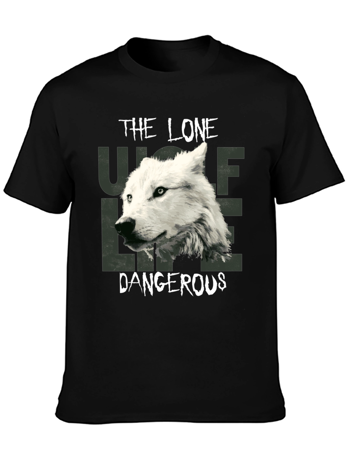 Black The Lone Wolf Dangerous Graphic T-Shirt view 3
