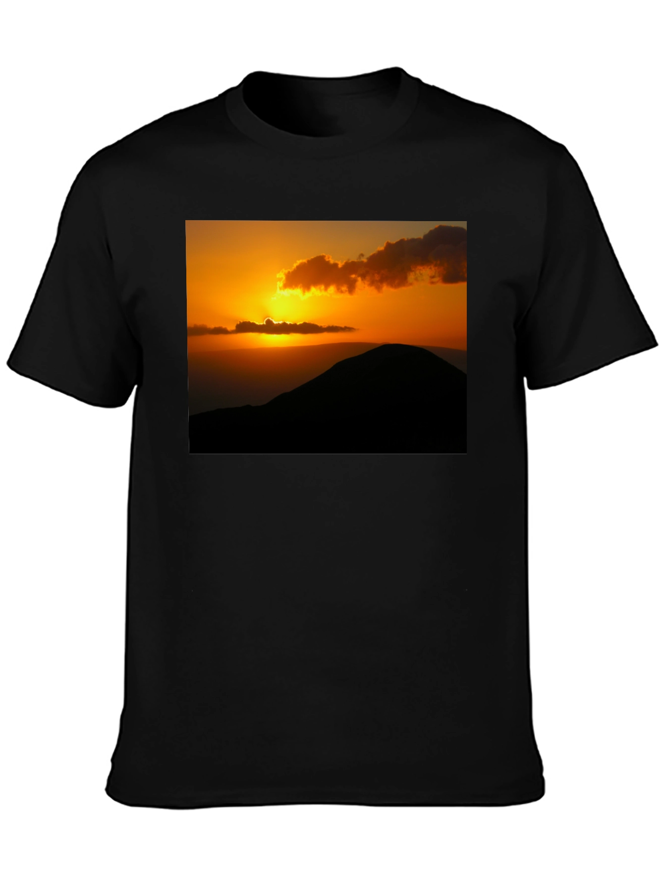 Black Sunset Mountain Graphic Tee - Black Cotton Blend view 3
