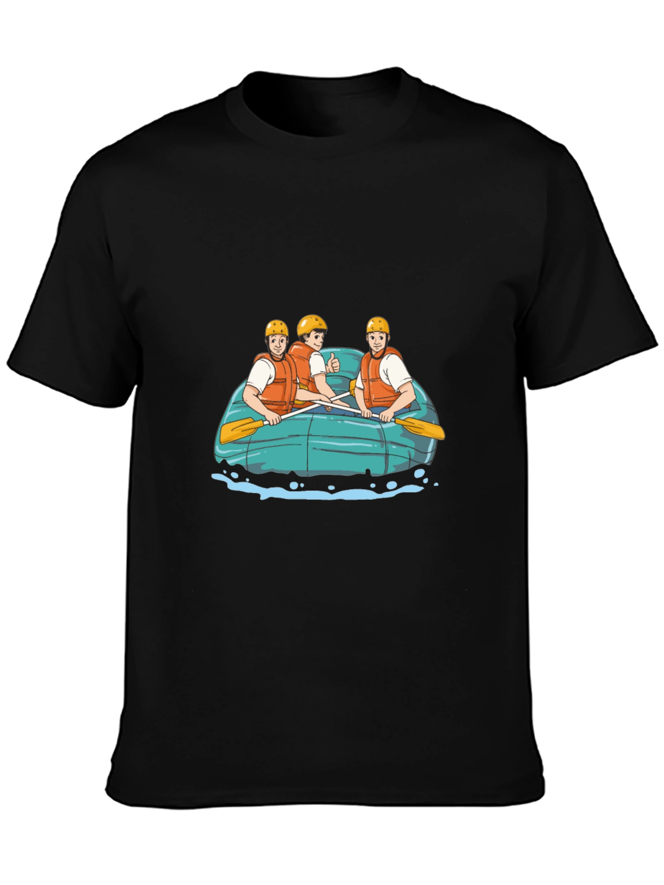 Black Rafting Crew Graphic Tee - Black Cotton T-Shirt view 3
