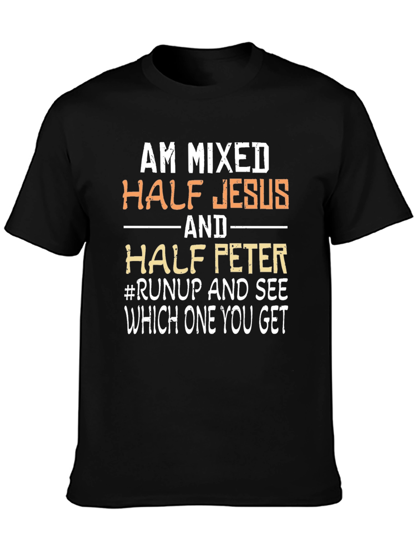Black Am Mixed Half Jesus Half Peter T-Shirt view 3