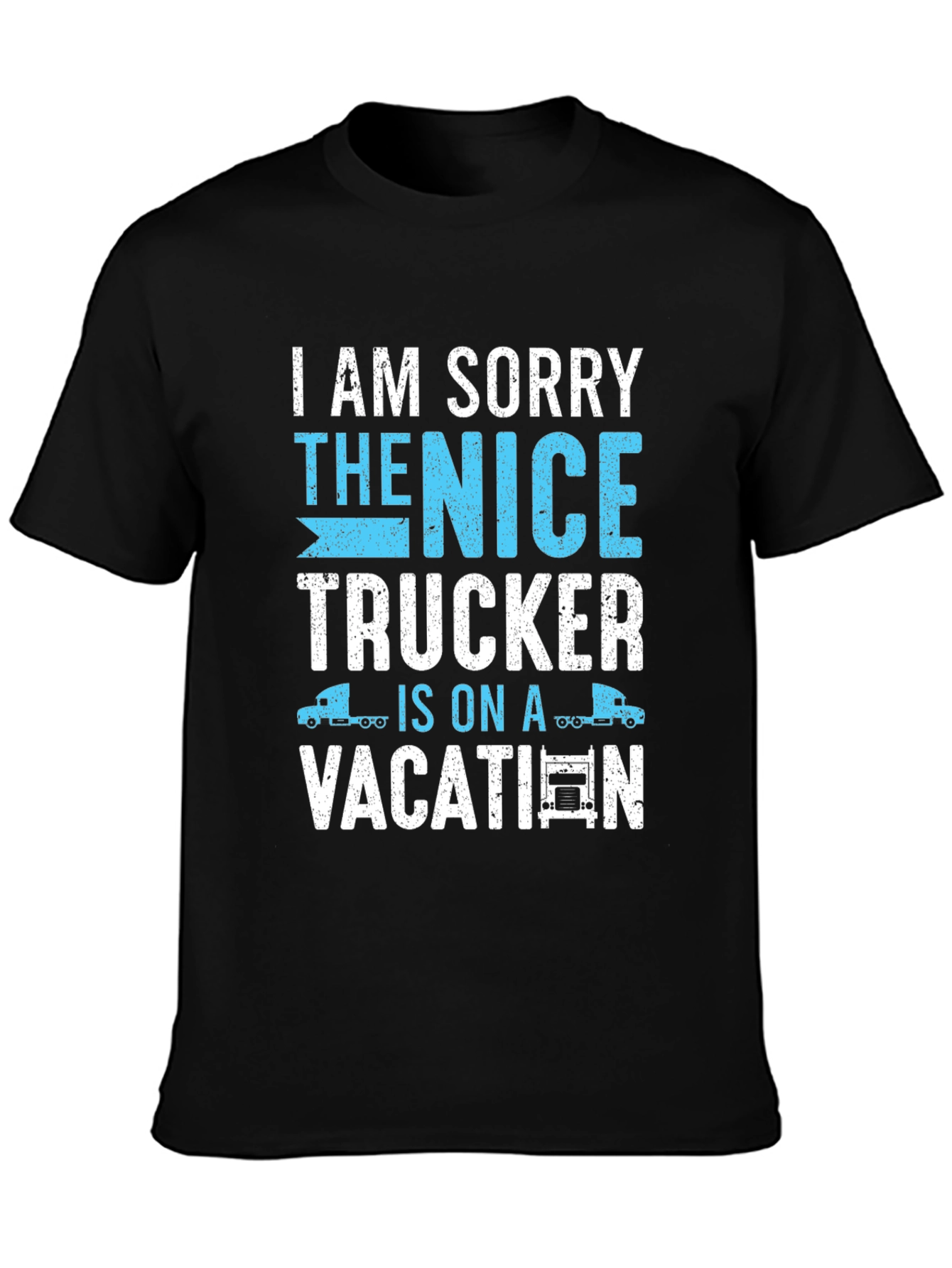 Black Funny Trucker Vacation T-Shirt view 3