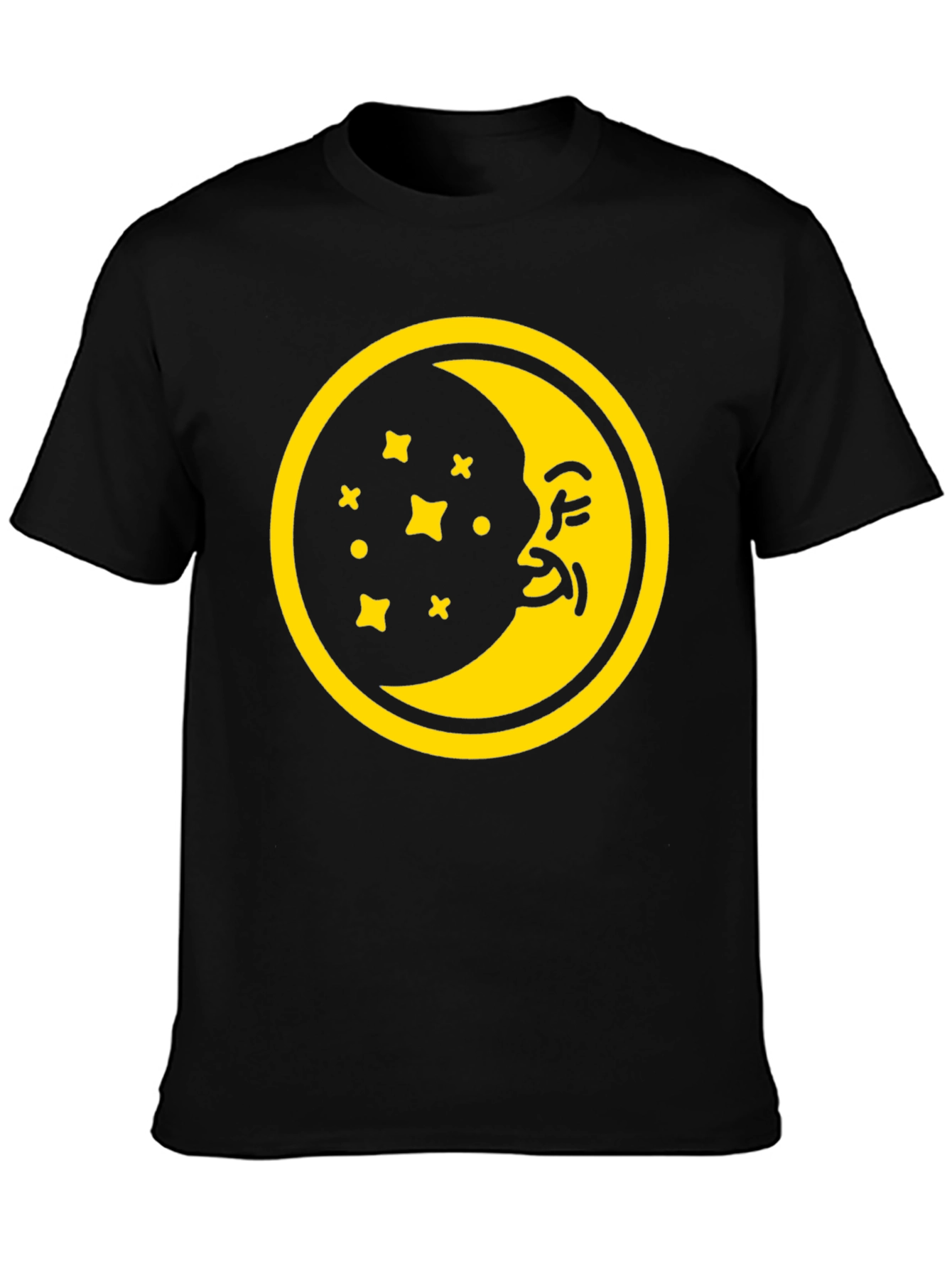 Black Dreamy Moon Graphic Tee - Black Cotton T-Shirt view 3