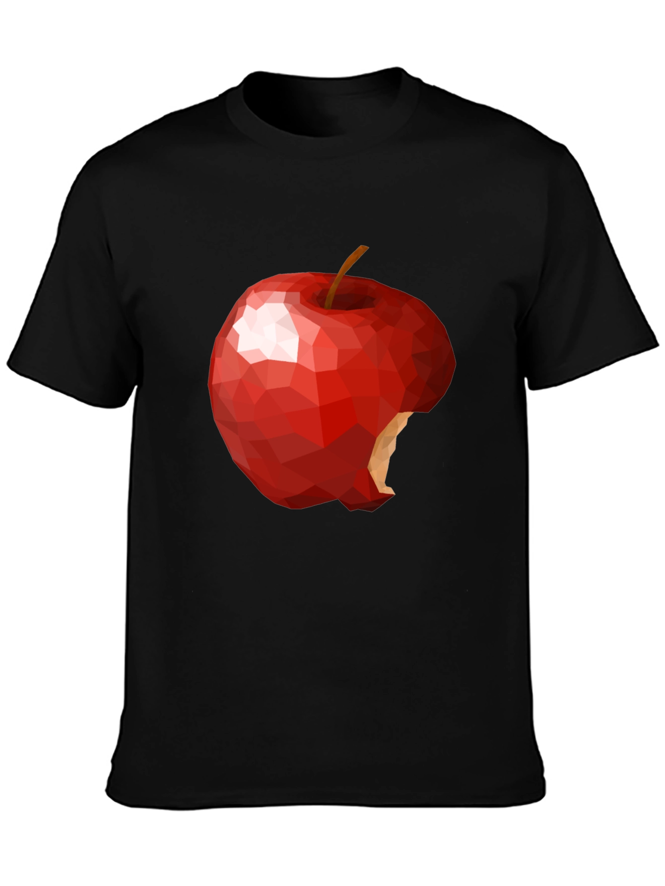 Black Geometric Bitten Apple Graphic T-Shirt view 3