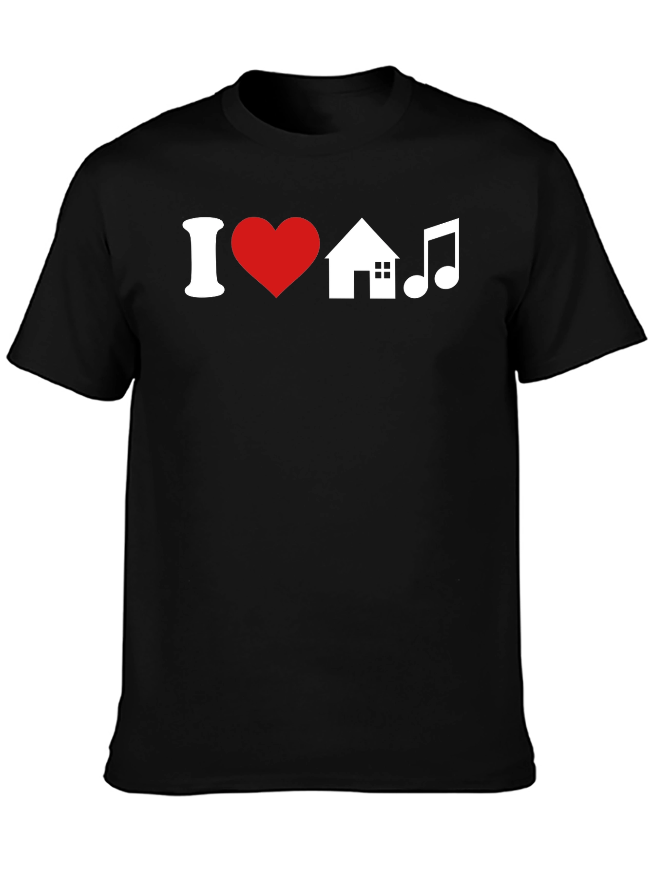 Black I Love House Music T-Shirt view 3