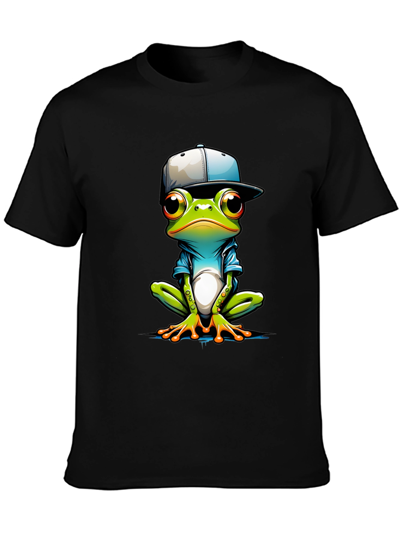 Black Cool Frog Graphic Tee - Trendy Animal Print T-Shirt view 3