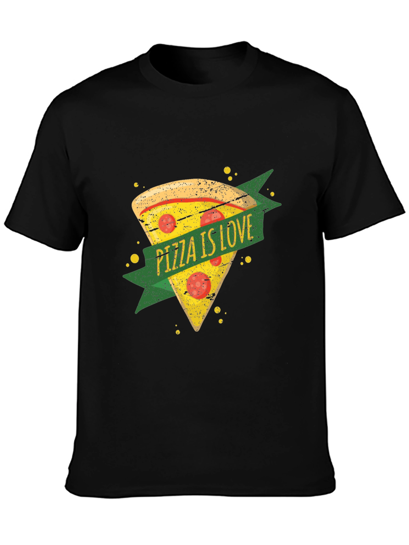 Black Pizza is Love Graphic T-Shirt - Black view 3