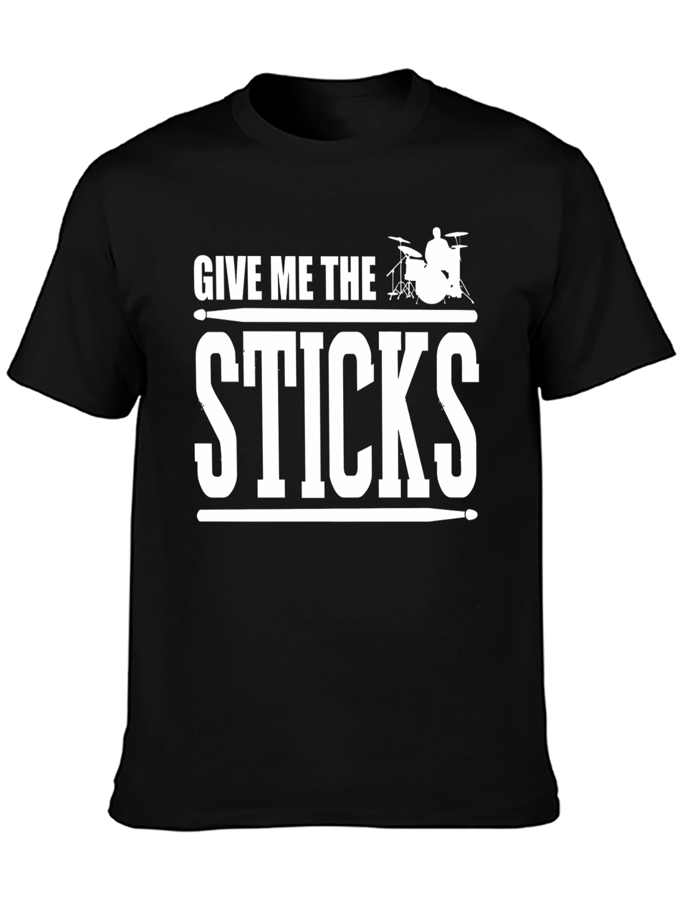 Black Give Me The Sticks Graphic T-Shirt - Drummer Tee view 3