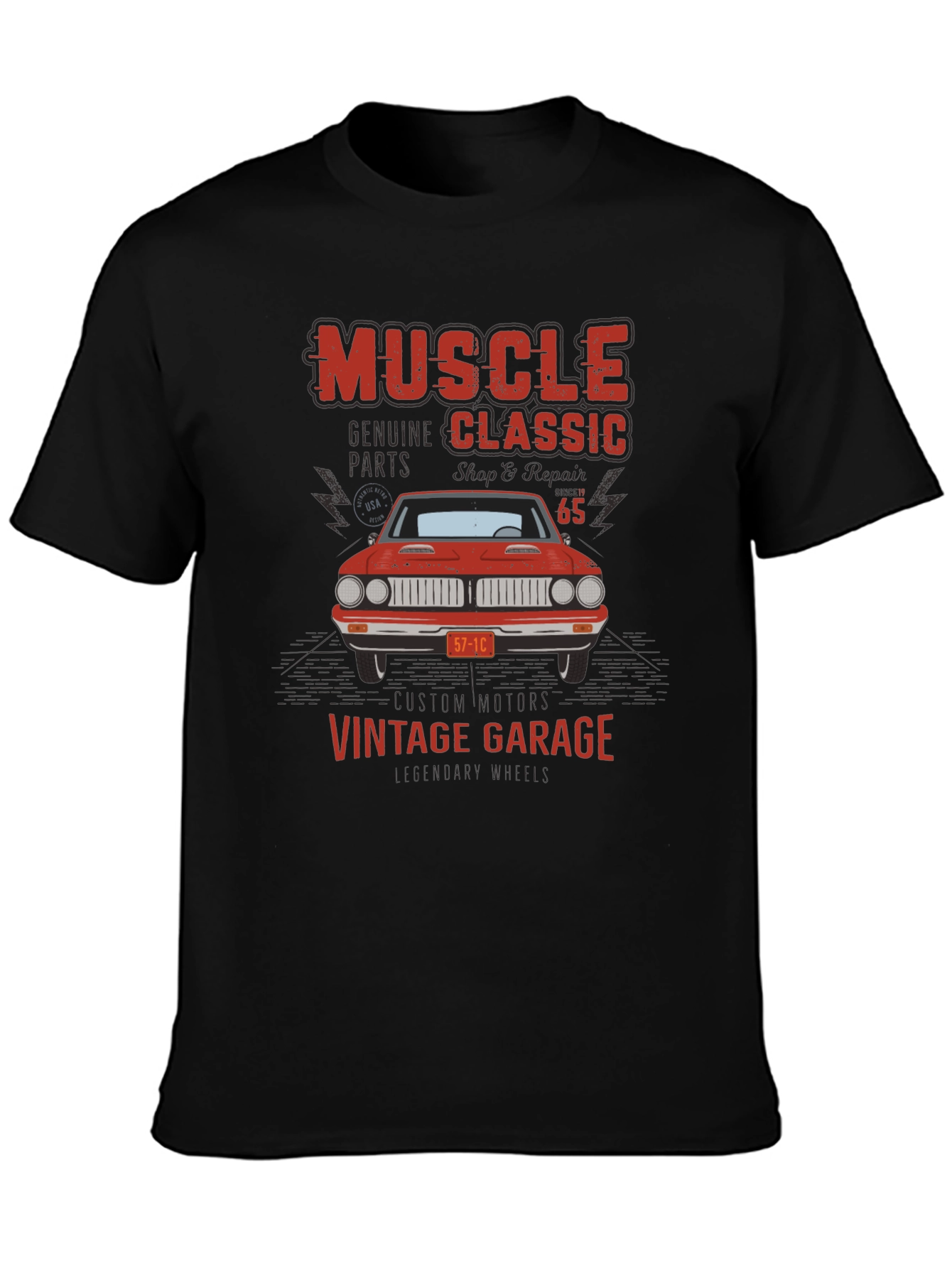Black Muscle Classic Vintage Garage Graphic T-Shirt view 3