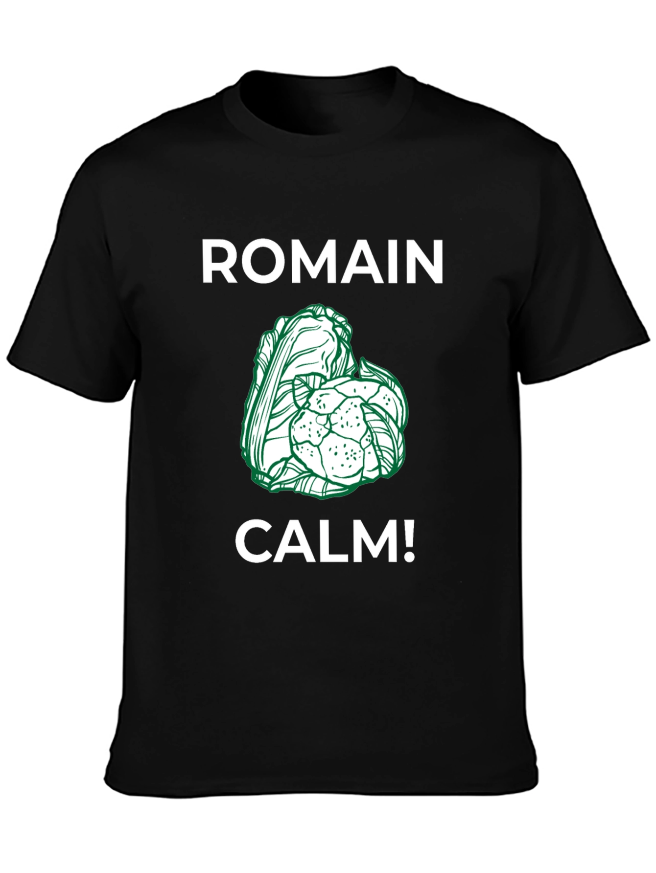 Black Romain Calm! Funny T-Shirt - Black view 3