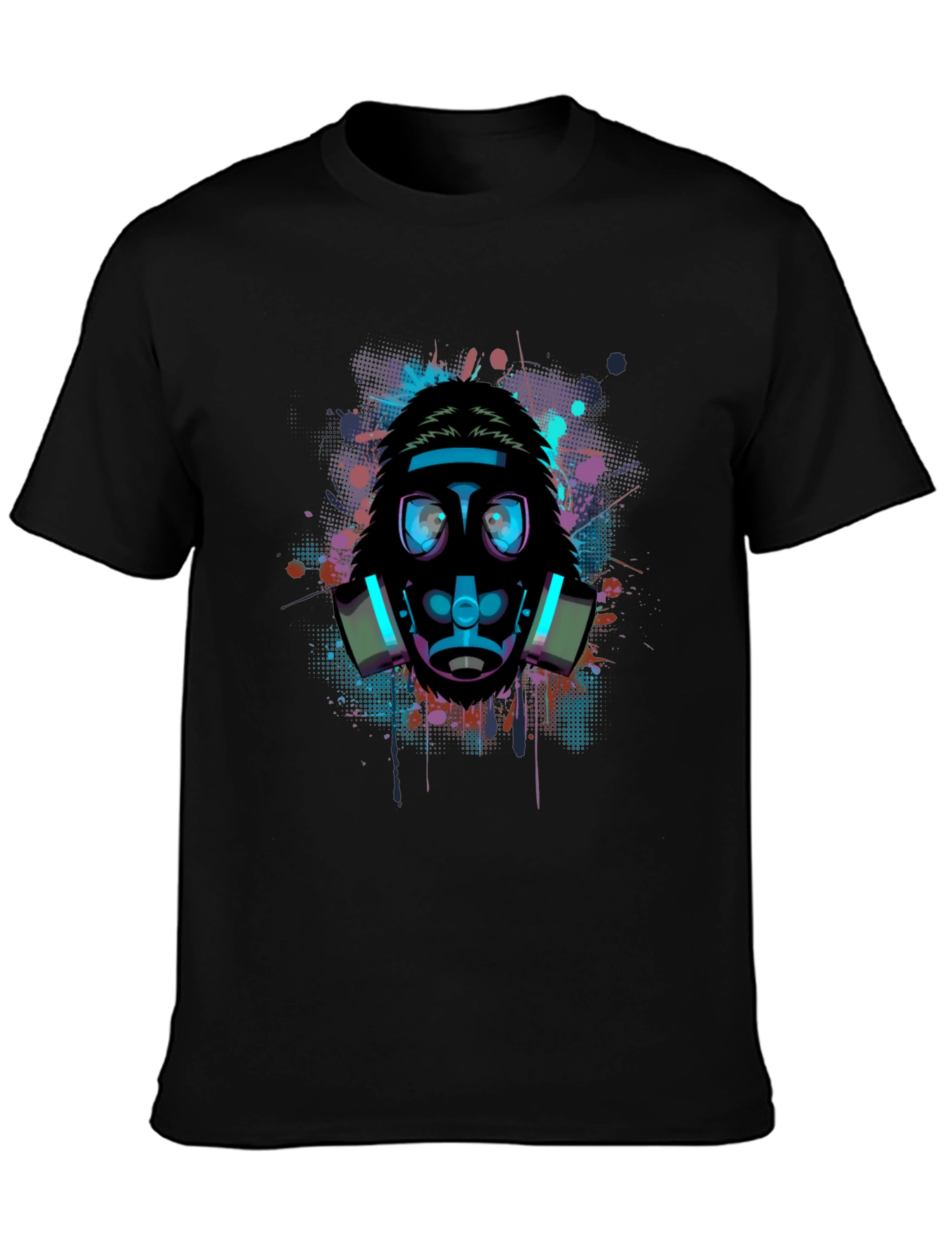 Black Graphic Gas Mask T-Shirt - Urban Style view 3