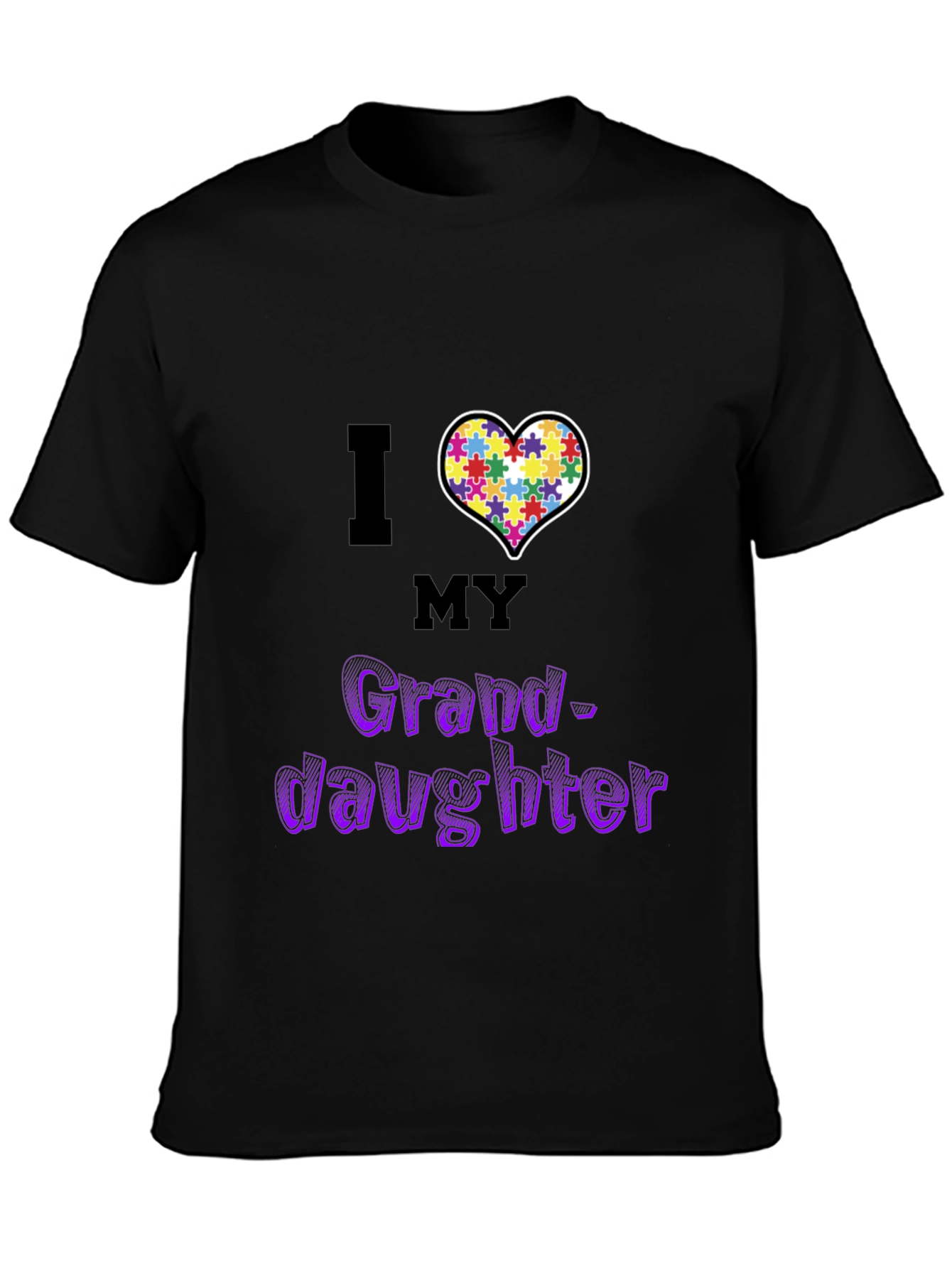 Black I Love My Granddaughter Autism Awareness T-Shirt view 3