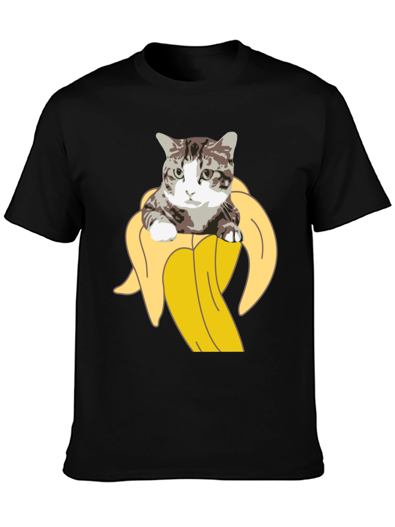 Black Cat in Banana T-Shirt - Funny Graphic Tee view 3