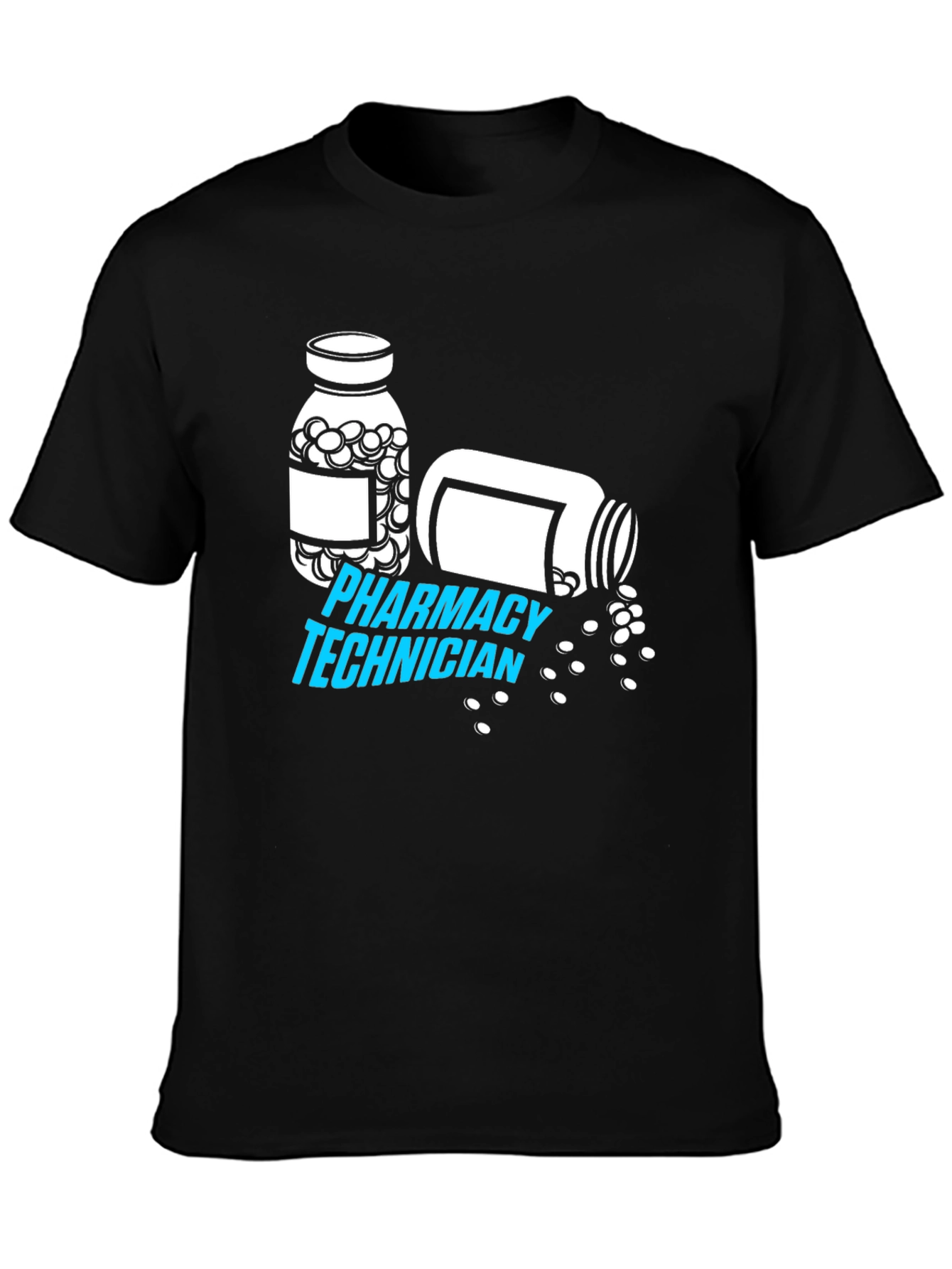 Black Pharmacy Technician T-Shirt - Pill Bottle Graphic view 3