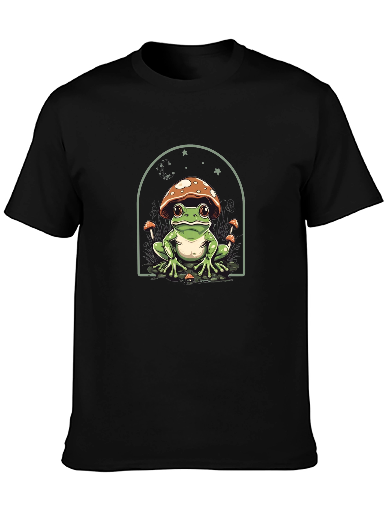 Black Mushroom Frog T-Shirt - Unique Graphic Tee view 3
