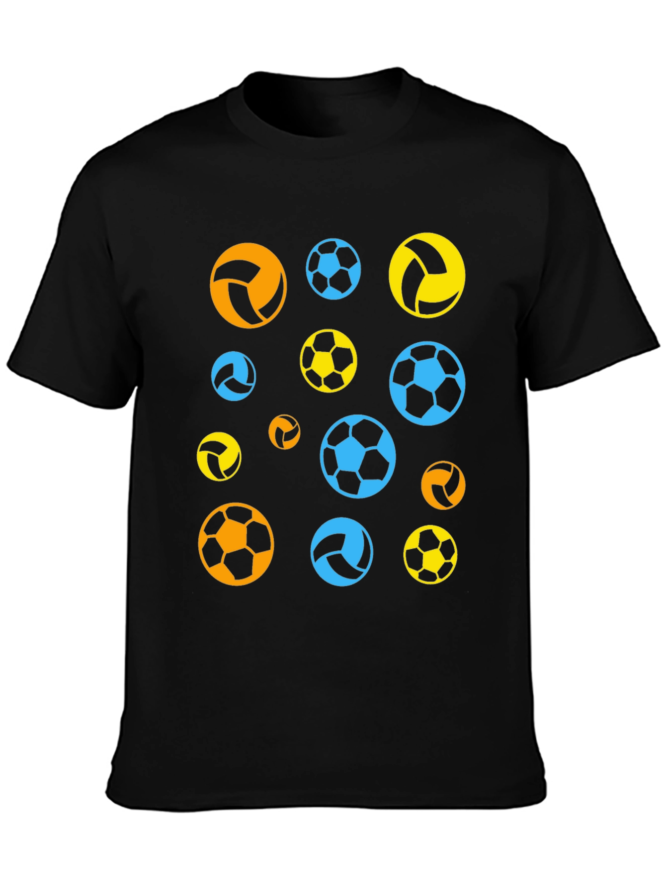Black Funky Sports Ball T-Shirt - Casual Black Tee view 3
