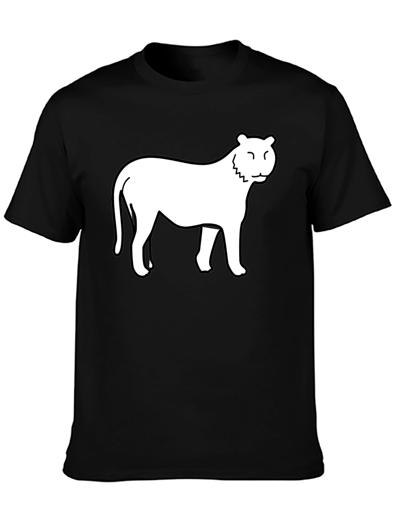 Black Unique Black T-Shirt with White Tiger Graphic Print view 3
