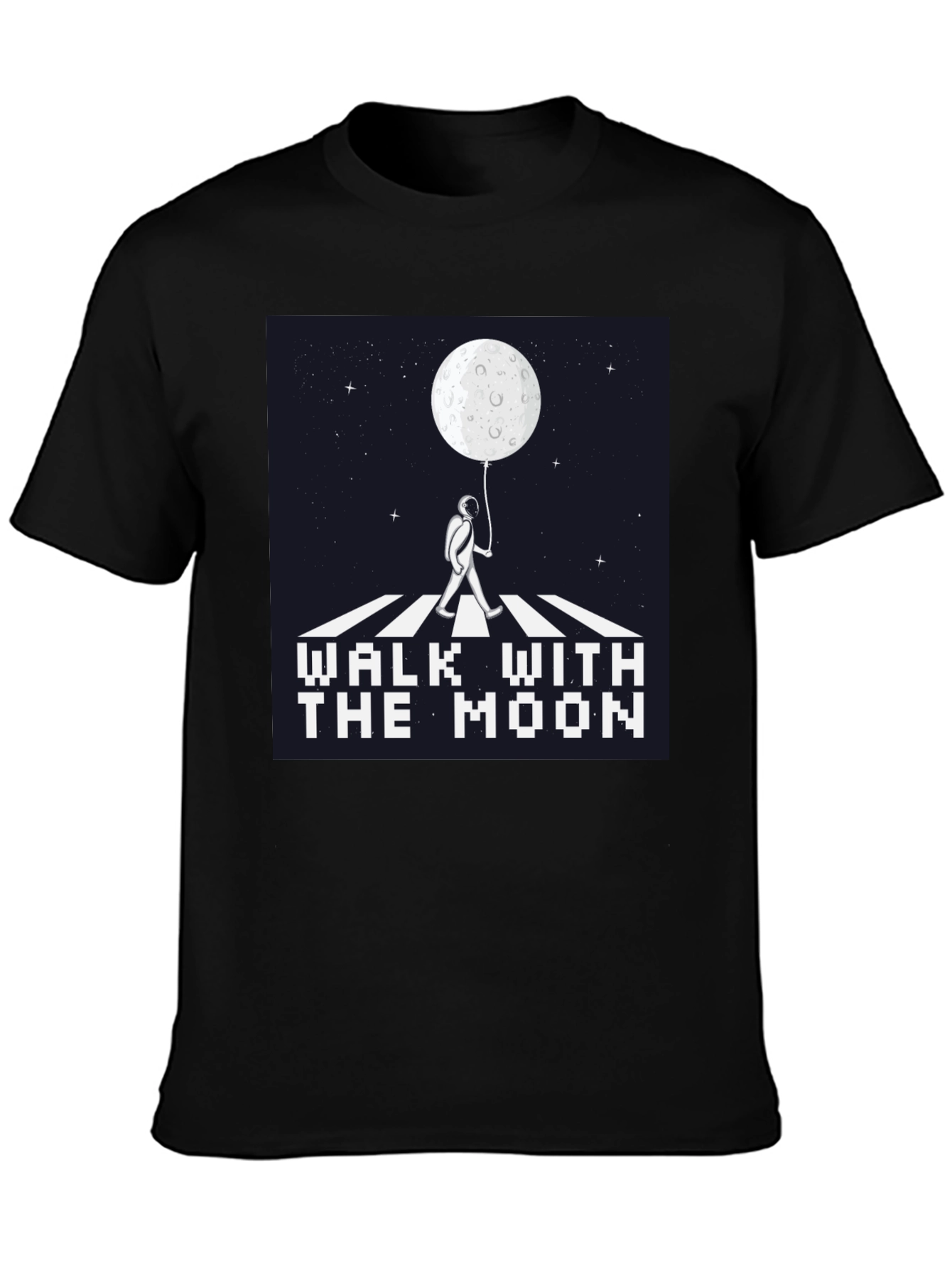 Black Walk With The Moon Graphic Tee - Black Cotton Shirt view 3