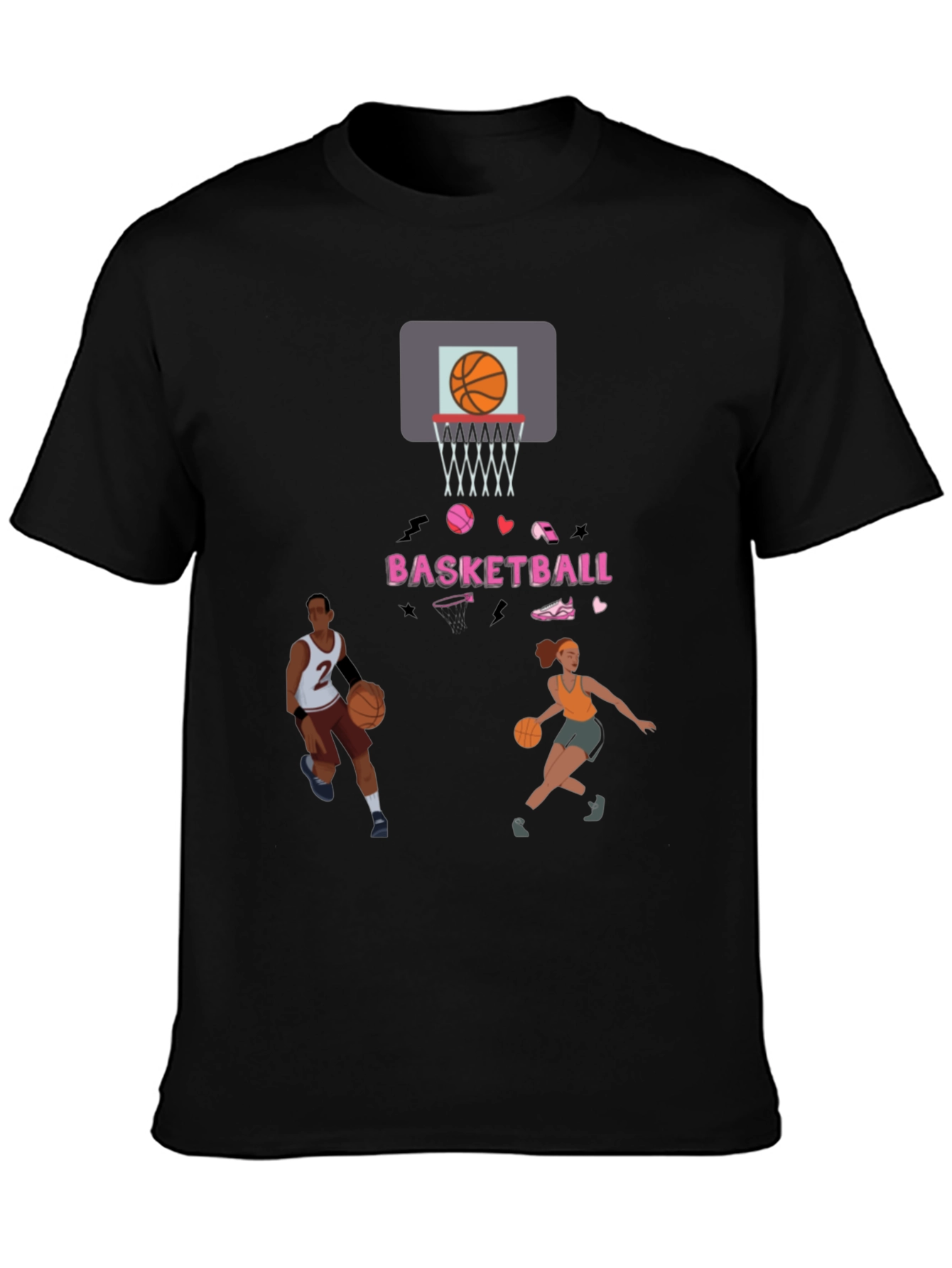 Black Basketball Graphic Tee - Playful & Sporty view 3