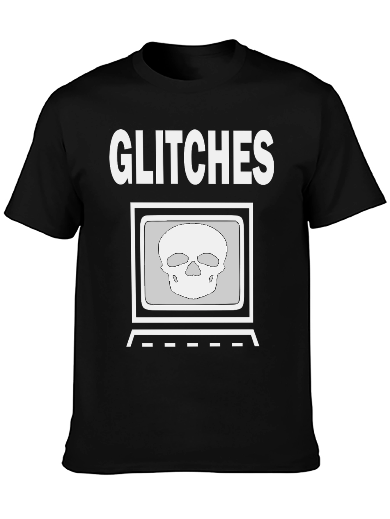 Black Glitch Skull Graphic Tee - Modern Streetwear Shirt view 3