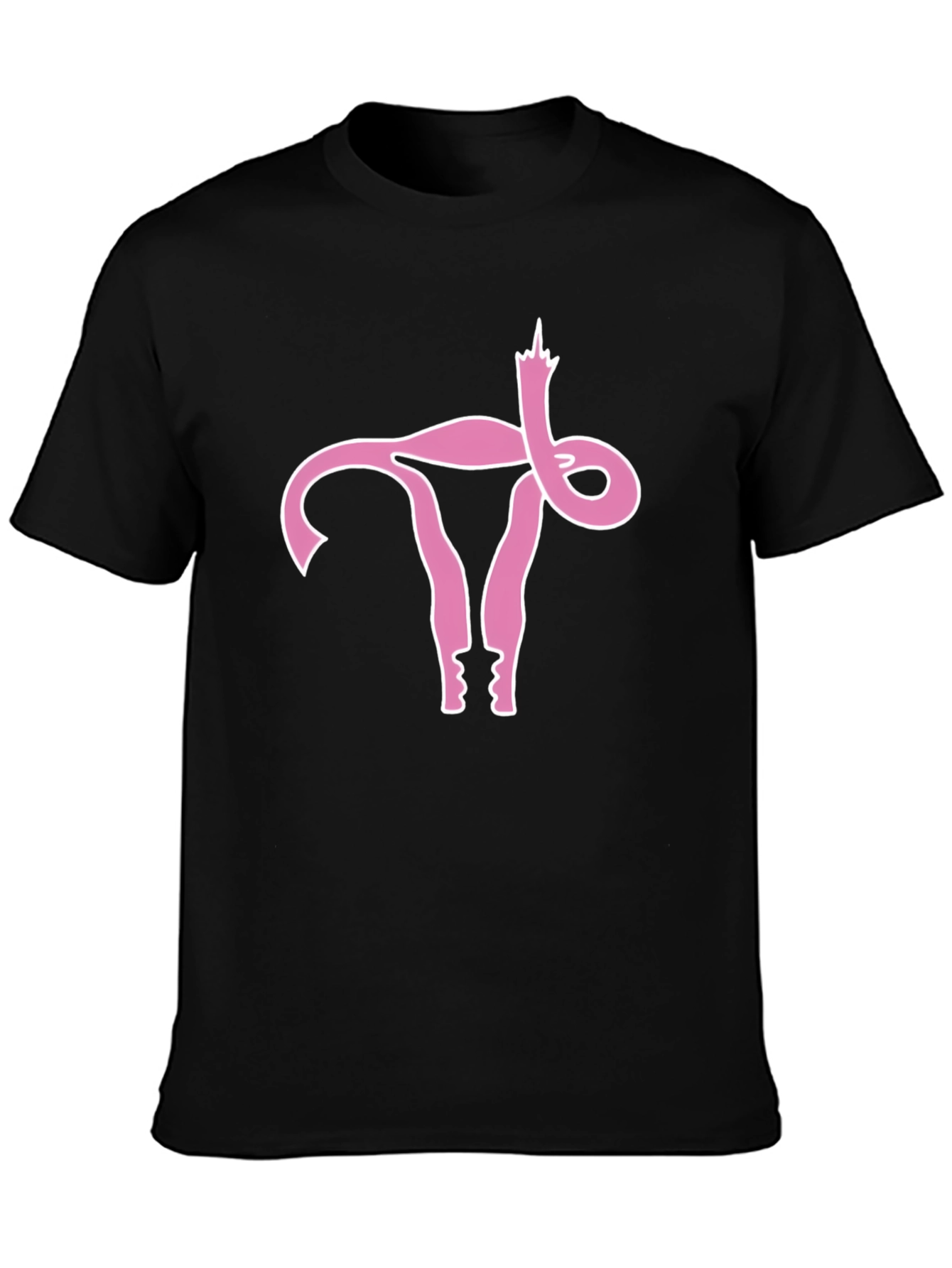 Black Uterus Middle Finger Graphic Black Tee view 3