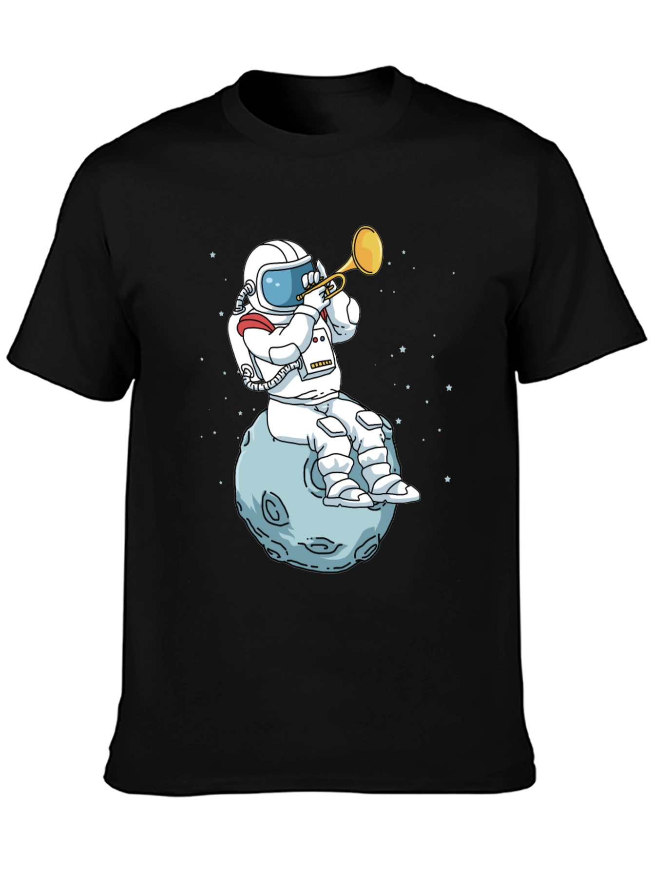 Black Astronaut Moon Trumpet Graphic Tee view 3