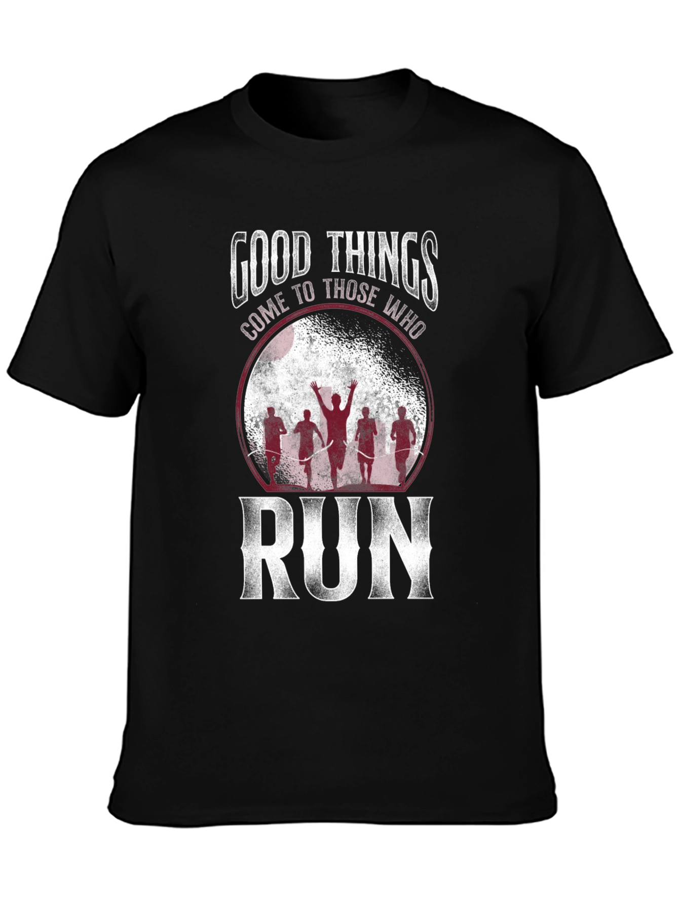Black Good Things Run T-Shirt - Motivational Running Apparel view 3