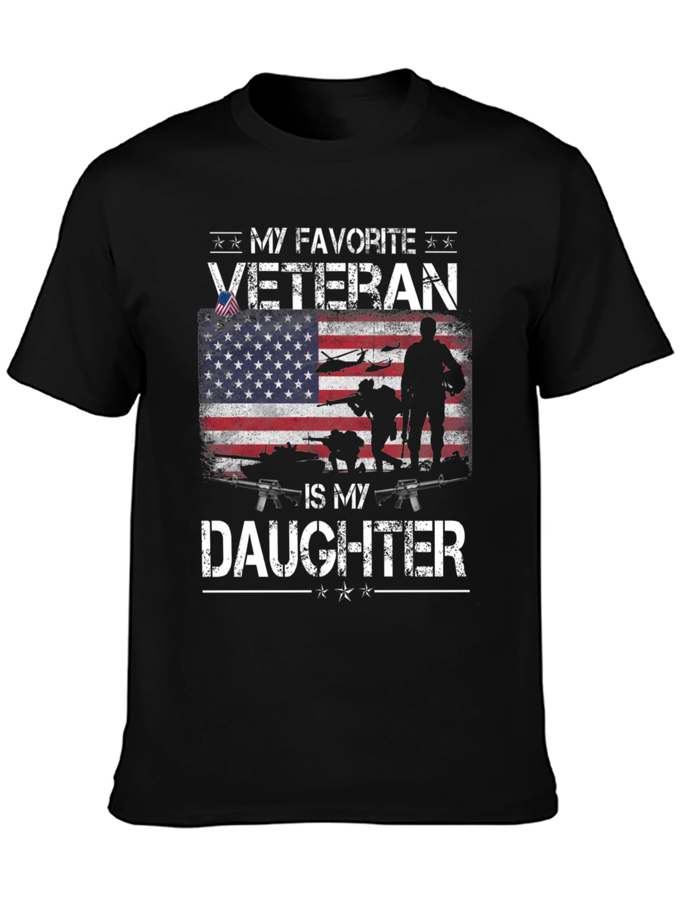 Black My Favorite Veteran Is My Daughter T-Shirt view 3