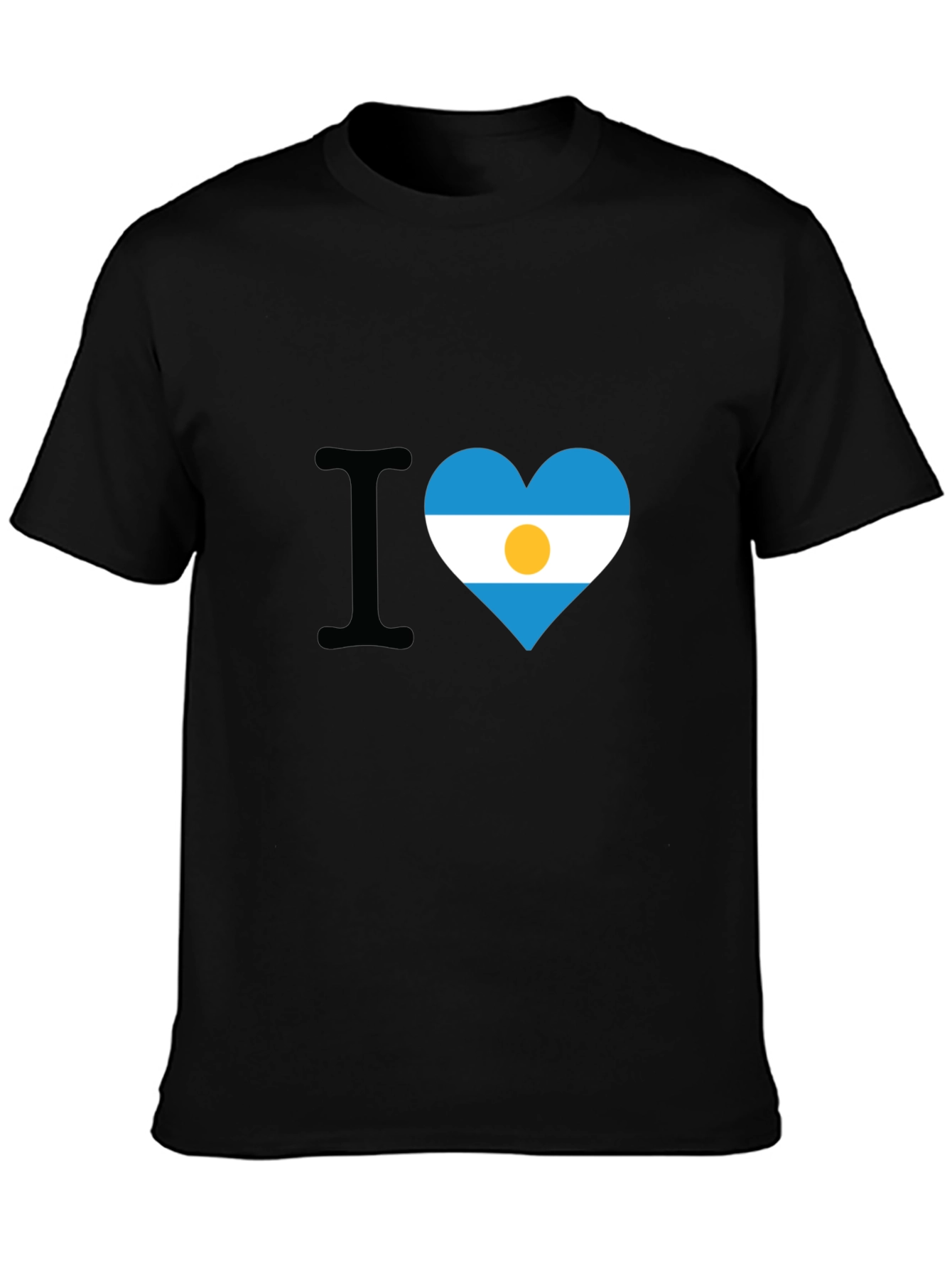 Black Argentina Flag Heart T-Shirt view 3
