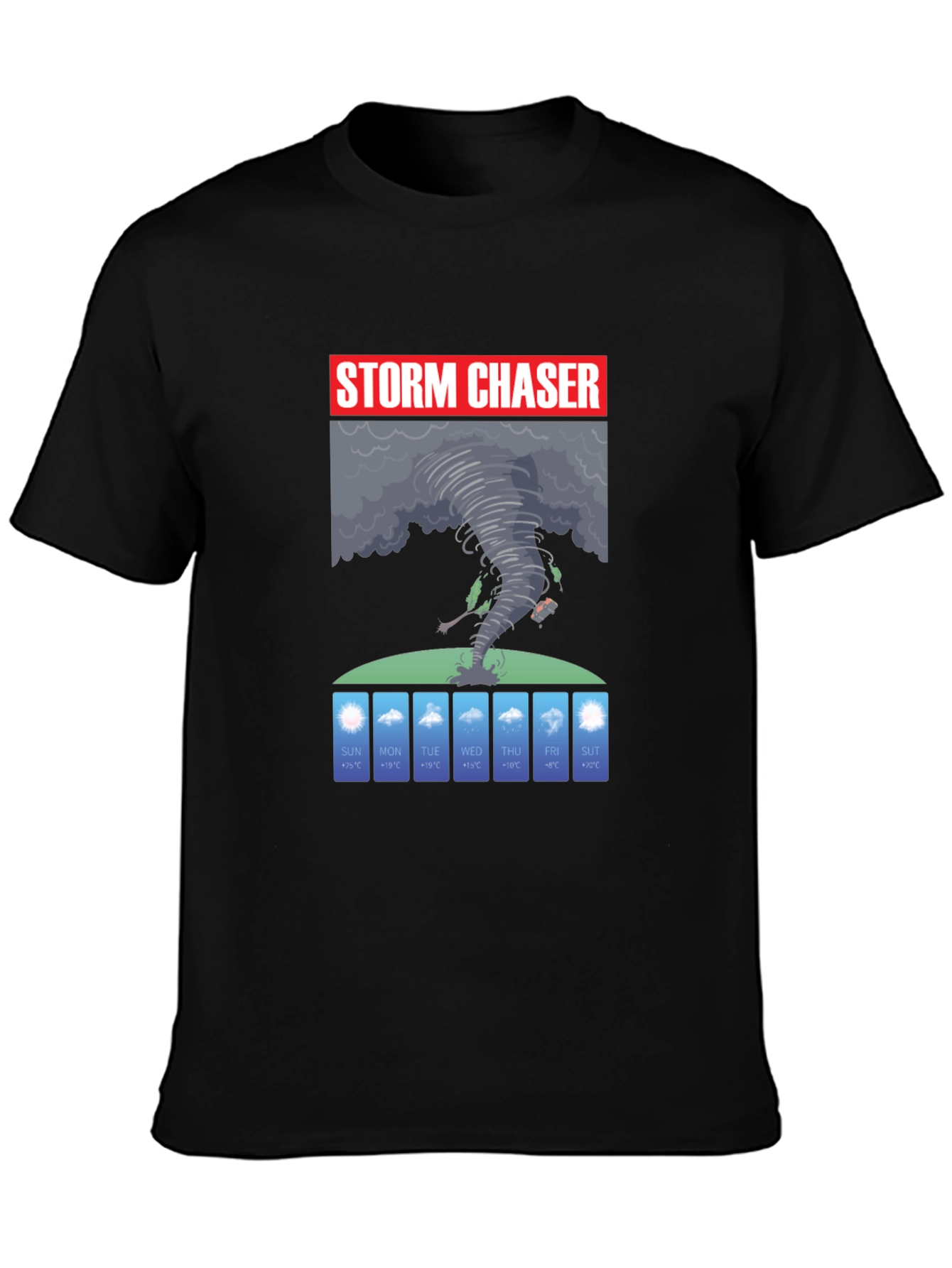 Black Storm Chaser Graphic T-Shirt - Weather Forecast Design view 3