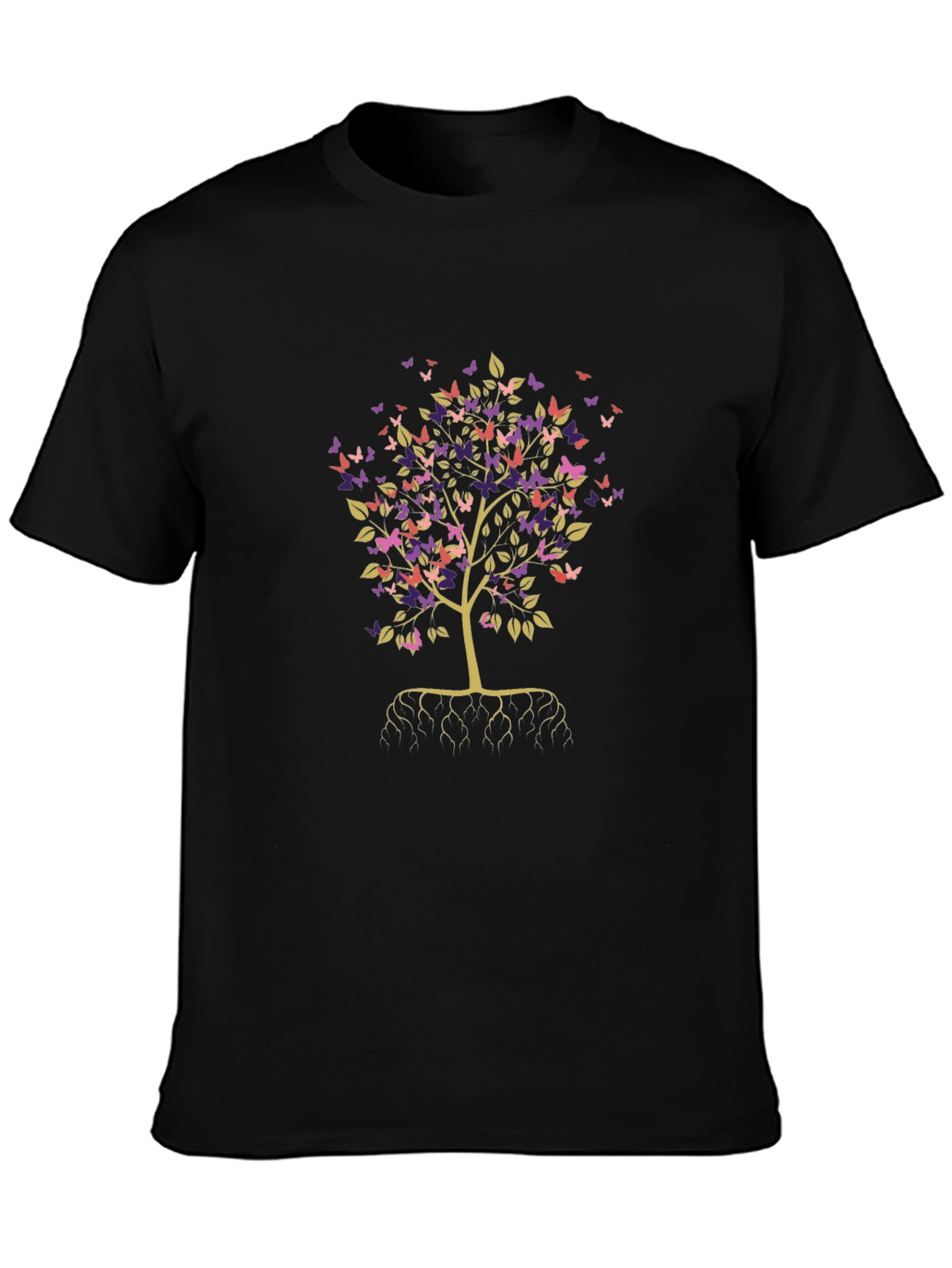 Black Butterfly Tree Graphic Tee - Black view 3