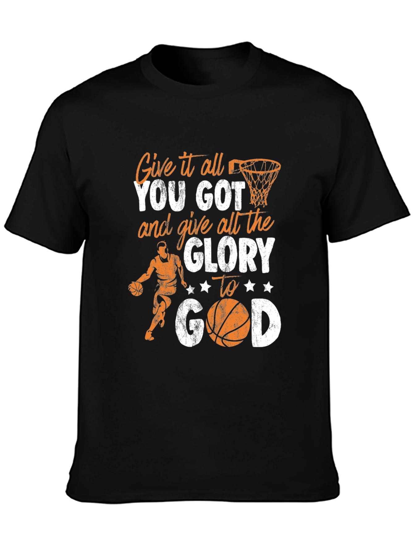 Black Give All the Glory to God Basketball T-Shirt view 3