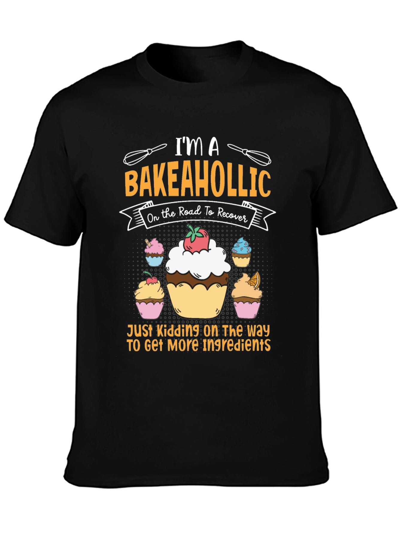 Black Bakeaholic T-Shirt - Funny Baking Lover Tee view 3