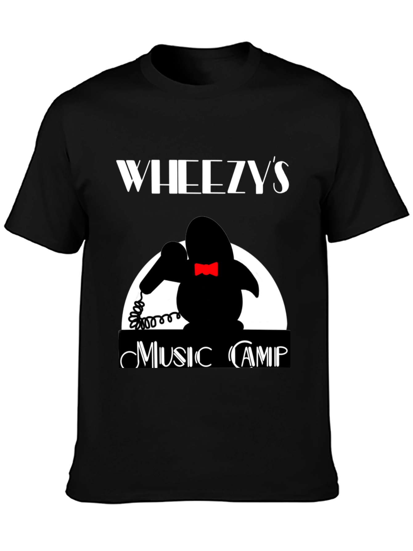 Black Wheezy's Music Camp T-Shirt - Retro Design view 3