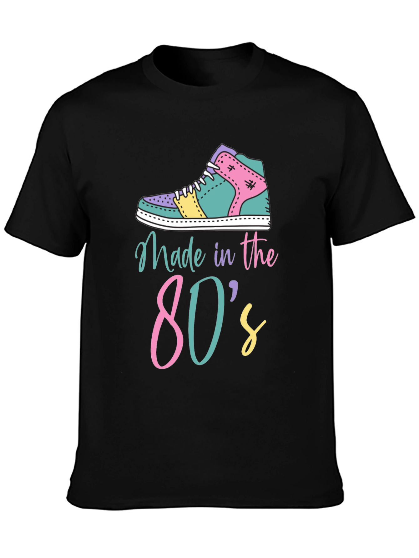 Black Retro 80s Sneaker Graphic Tee view 3