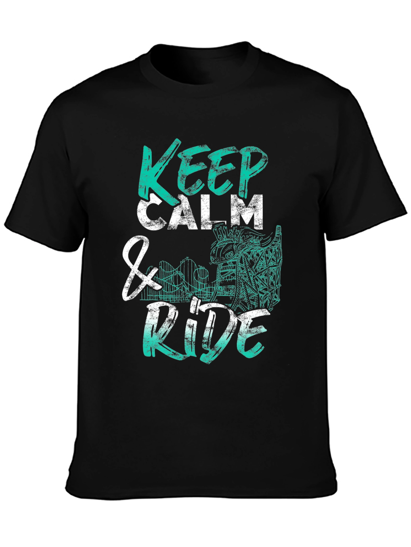 Black Keep Calm & Ride T-Shirt - Graphic Tee view 3