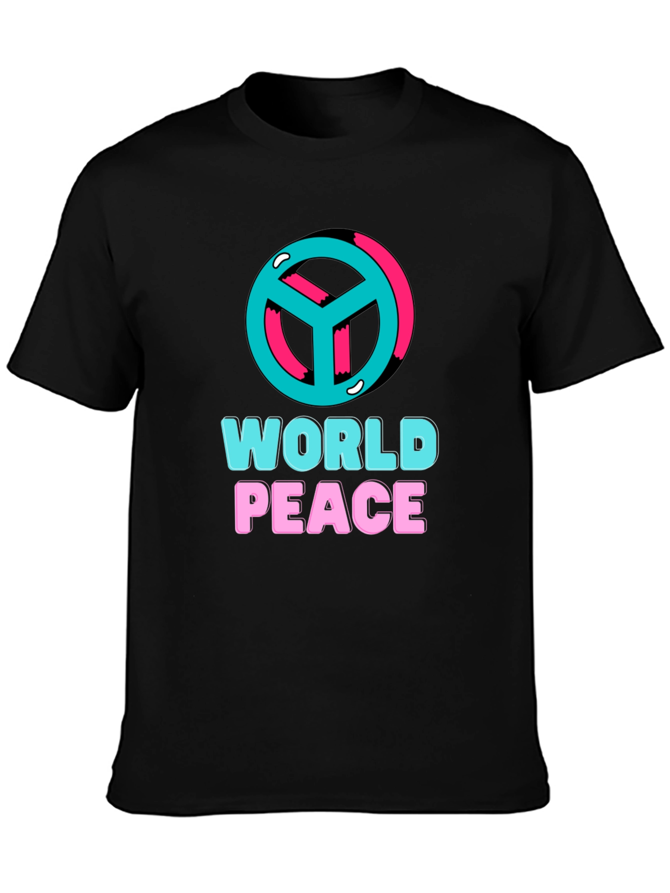 Black World Peace Graphic T-Shirt - Black view 3