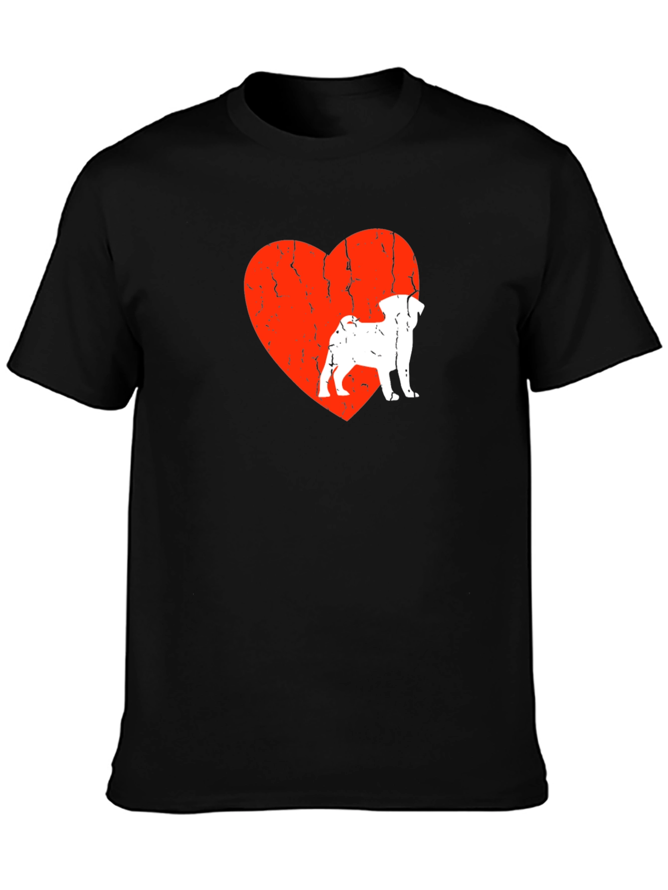 Black Pug Love Heart Graphic Tee - Men's Black T-Shirt view 3