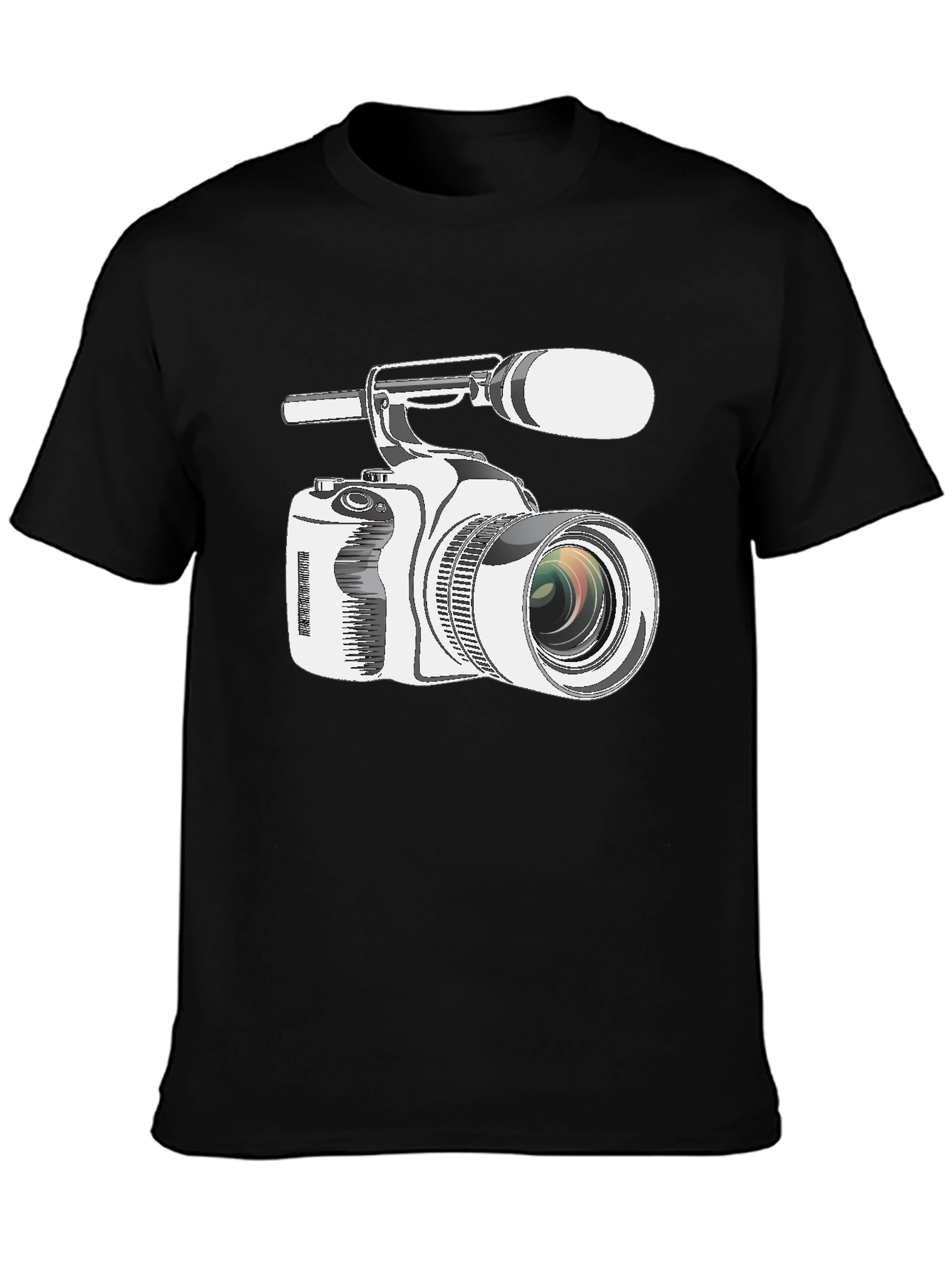 Black Retro Camcorder Graphic Tee - Black Cotton view 3