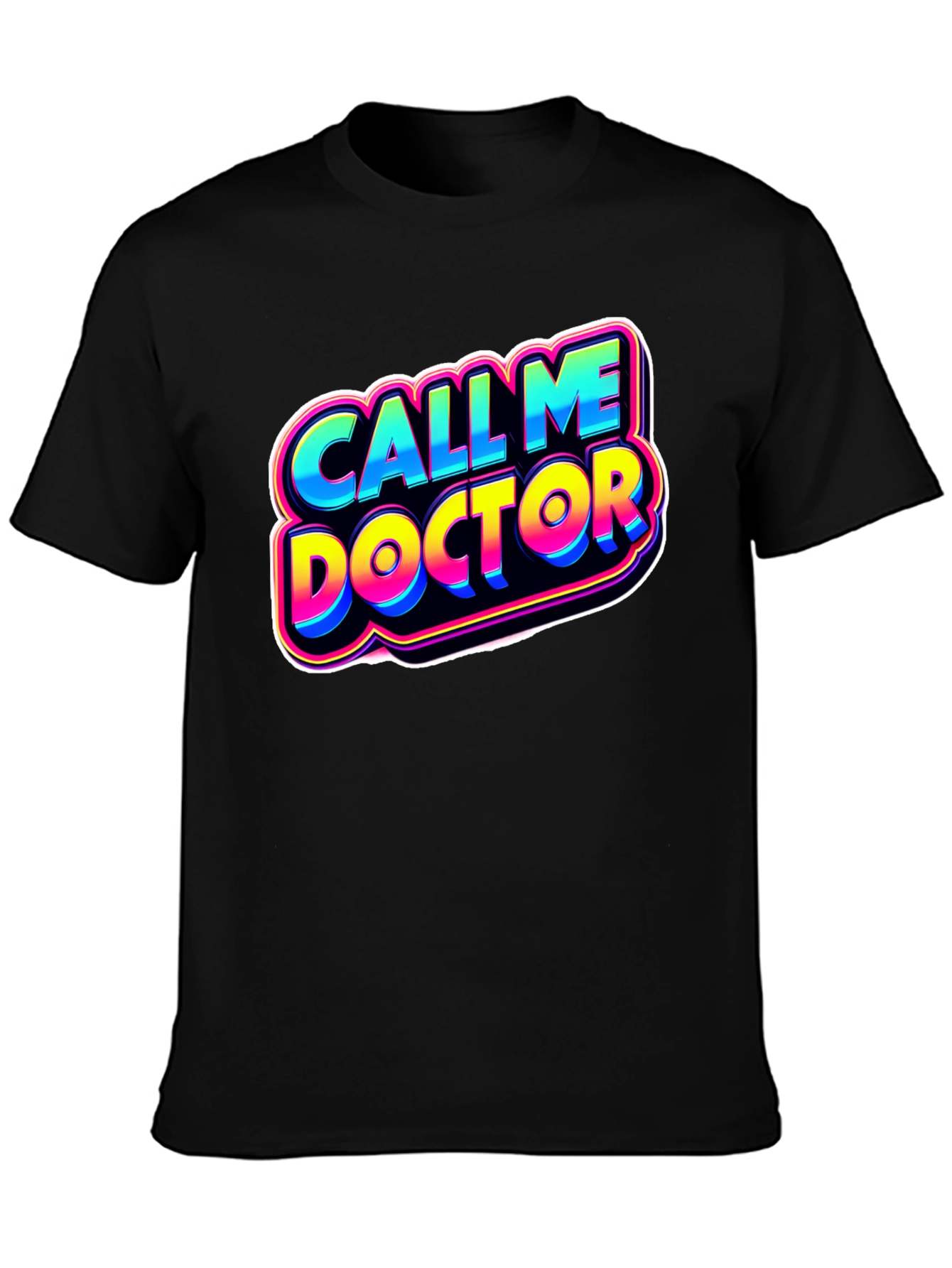 Black Call Me Doctor Graphic Tee - Novelty Humor Shirt view 3