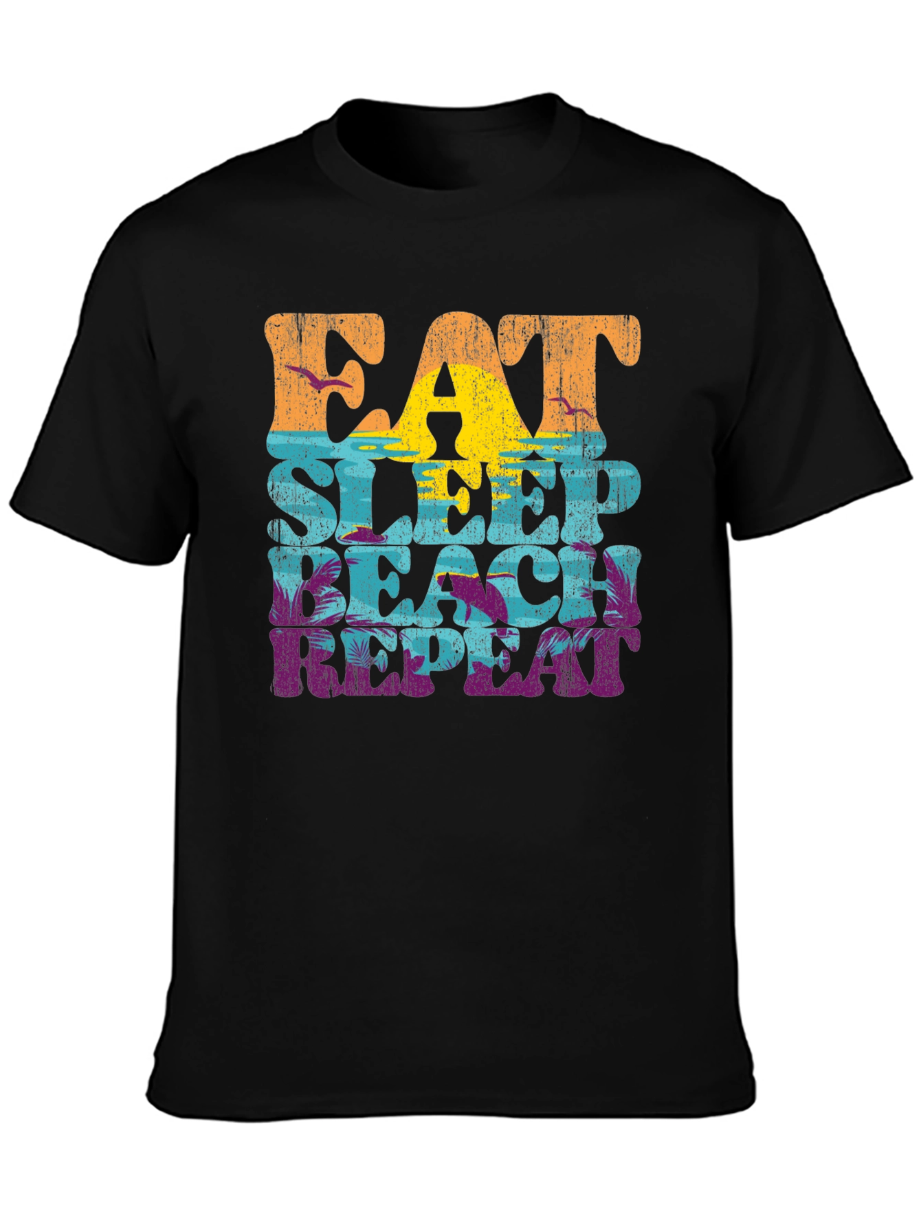 Black Eat Sleep Beach Repeat Graphic T-Shirt view 3