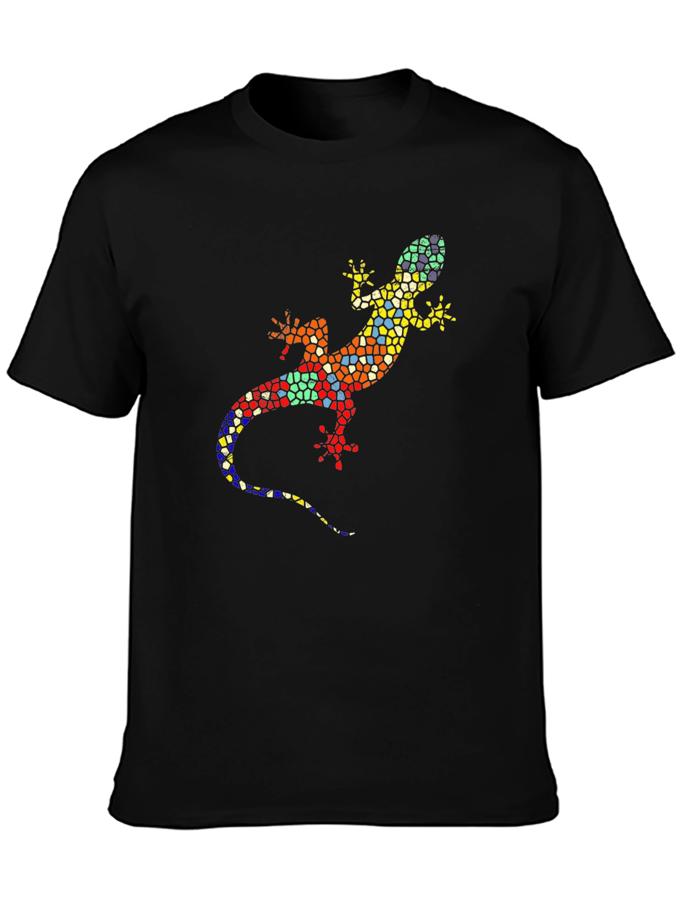 Black Mosaic Lizard Graphic Tee - Stylish Black T-Shirt view 3