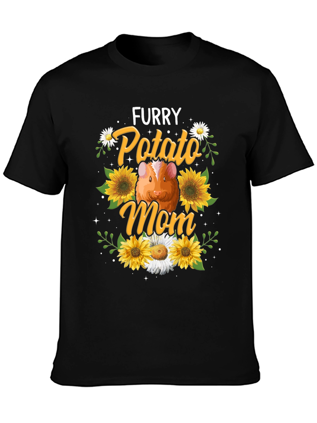 Black Furry Potato Mom Graphic T-Shirt view 3