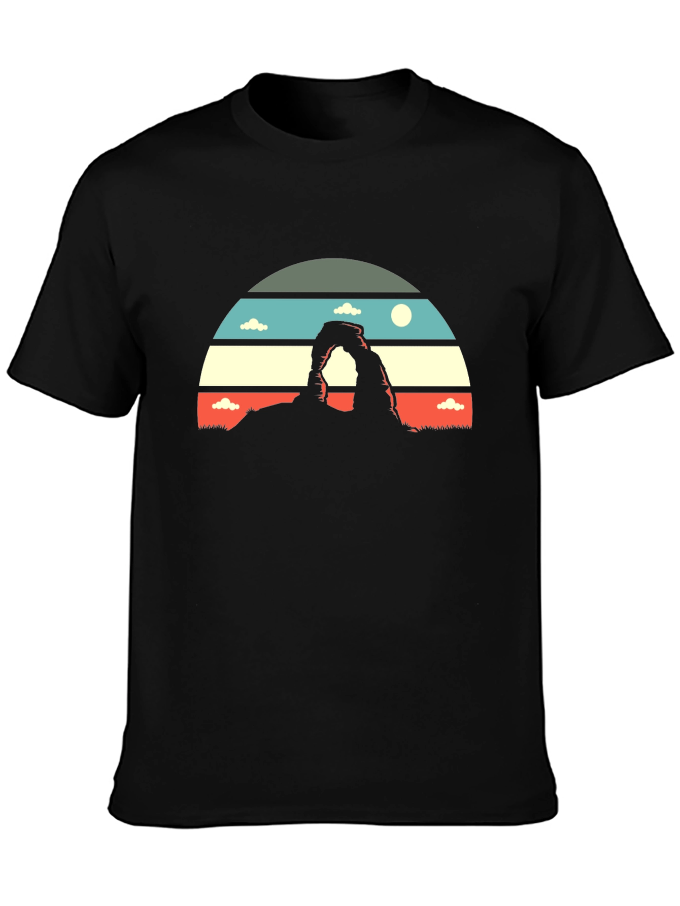 Black Retro Landscape Graphic Tee - Black view 3