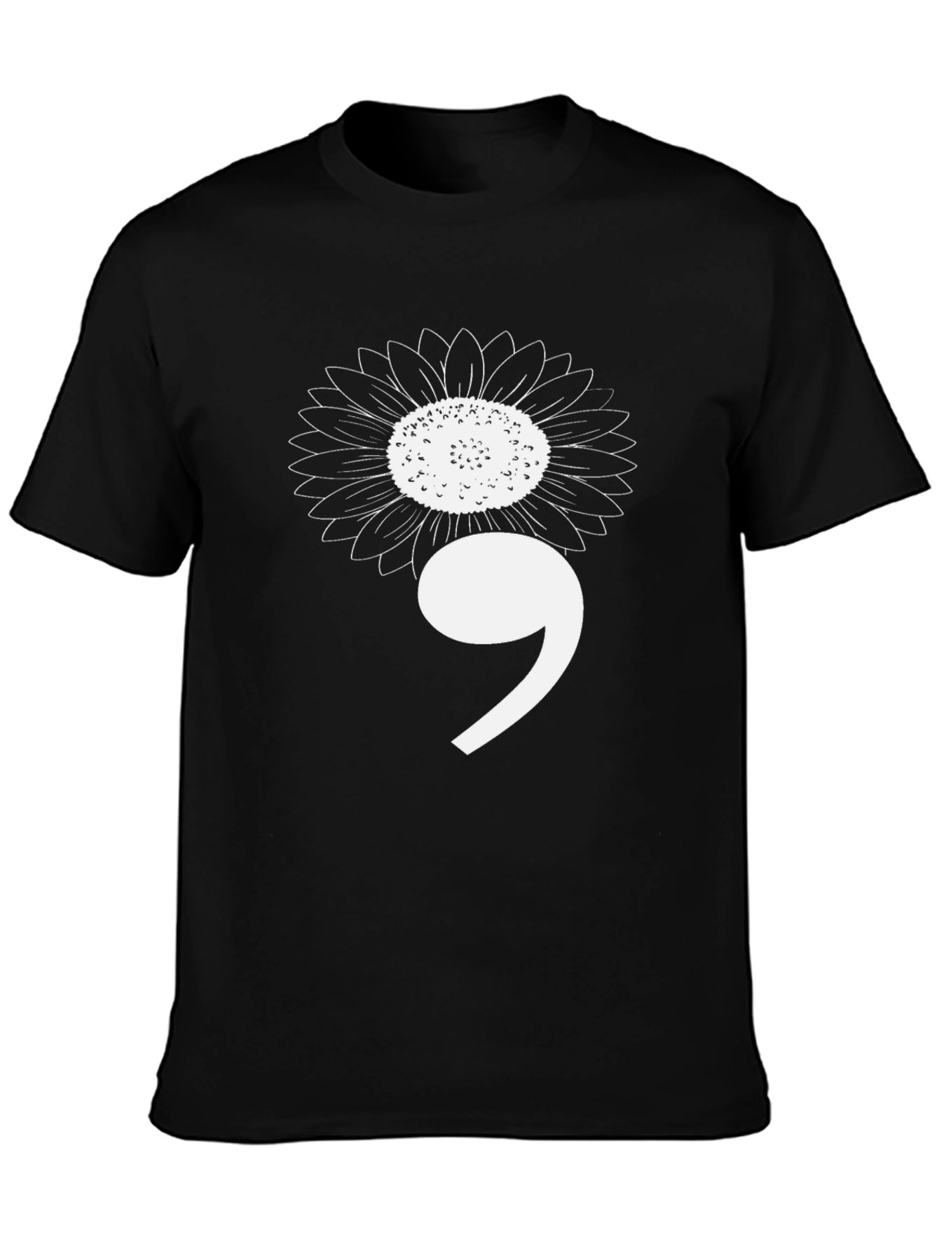 Black Semicolon Sunflower Graphic Tee - Mental Health Awareness view 3