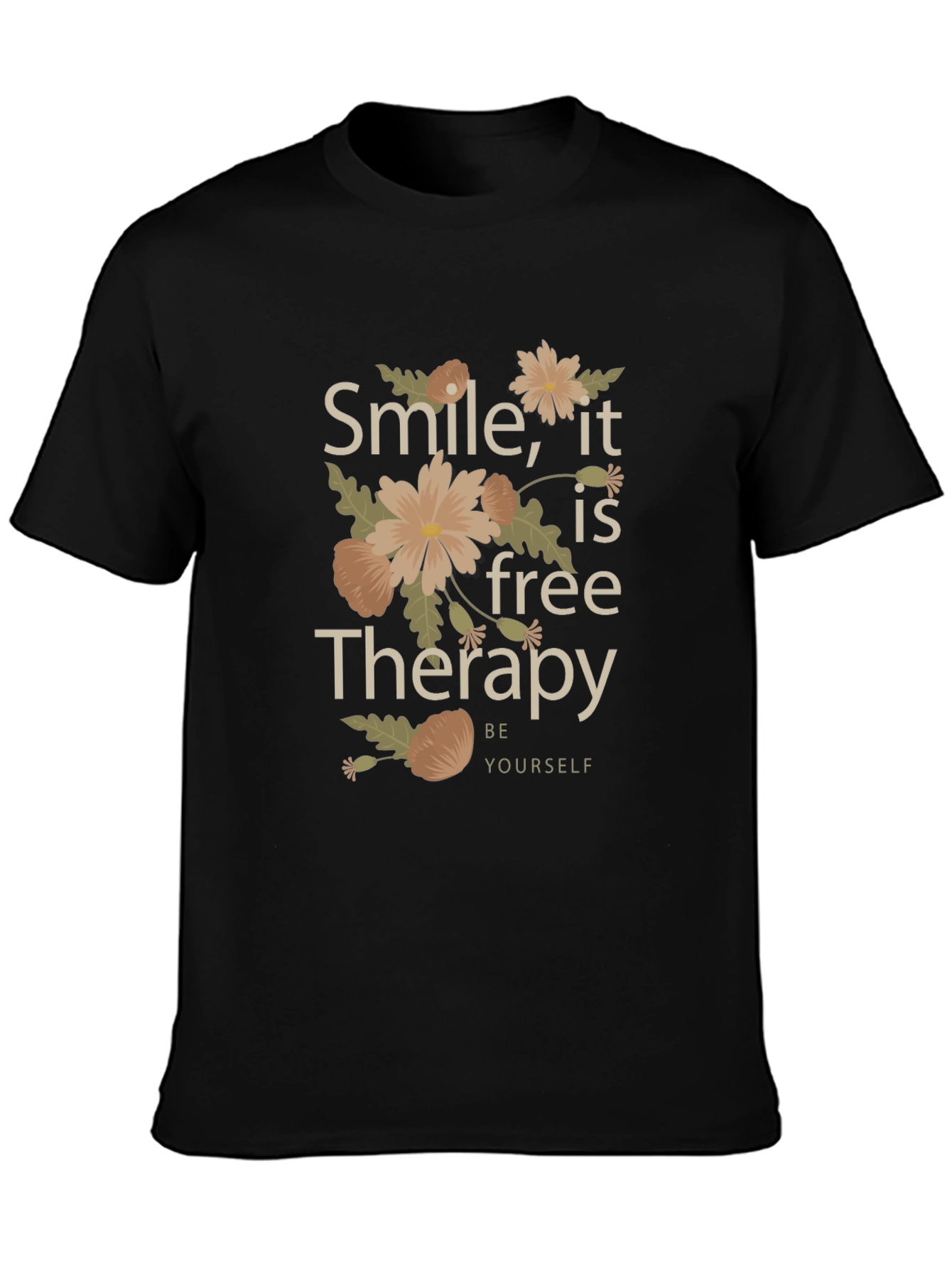 Black Smile, It's Free Therapy Black Graphic Tee view 3