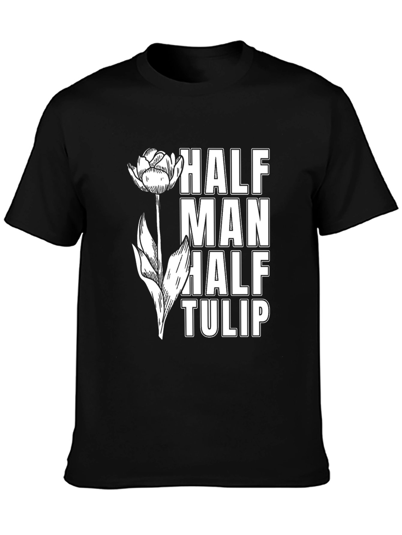 Black Half Man Half Tulip Graphic T-Shirt view 3