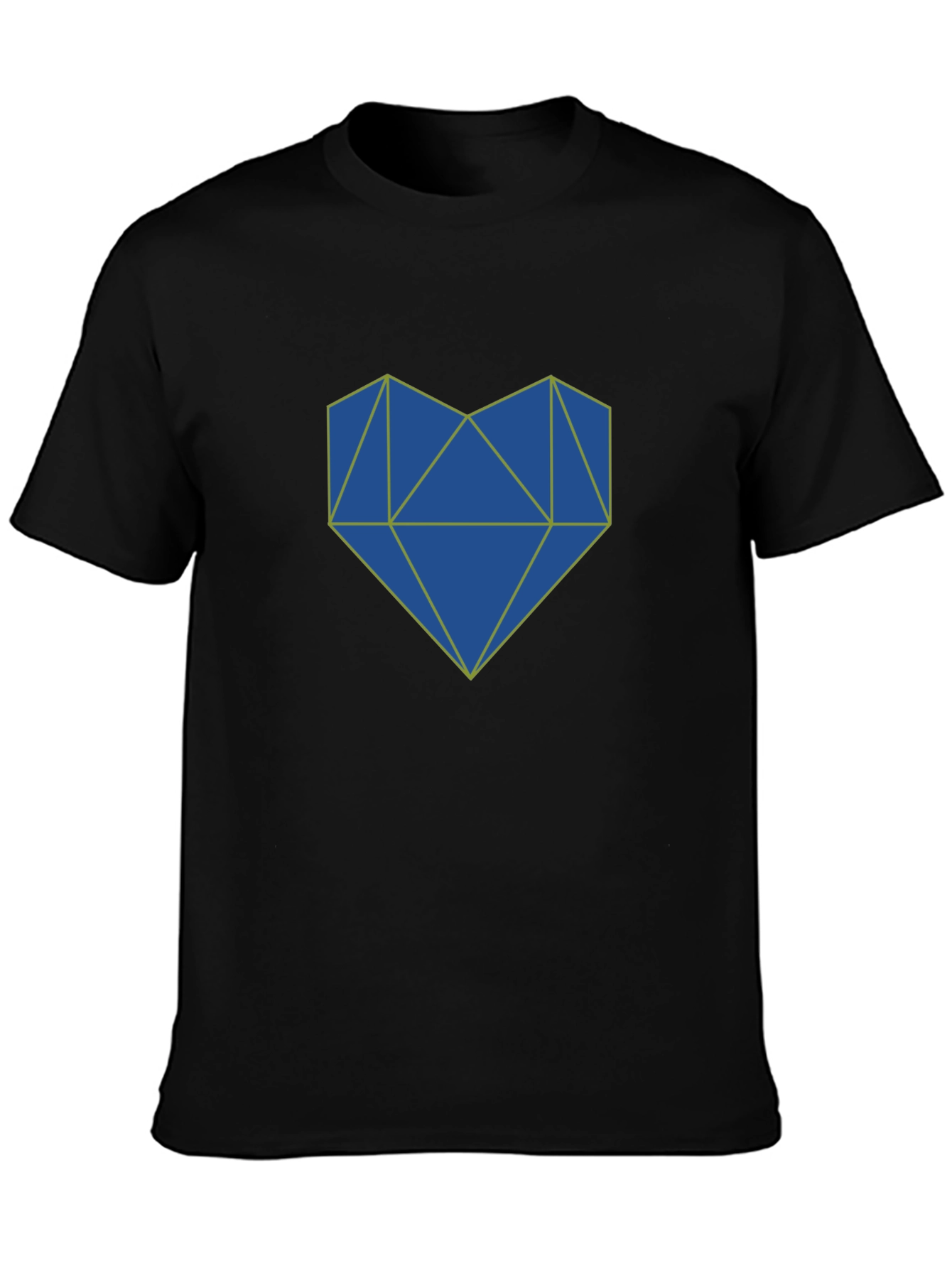 Black Geometric Heart Graphic Tee - Stylish Men's Black T-Shirt view 3