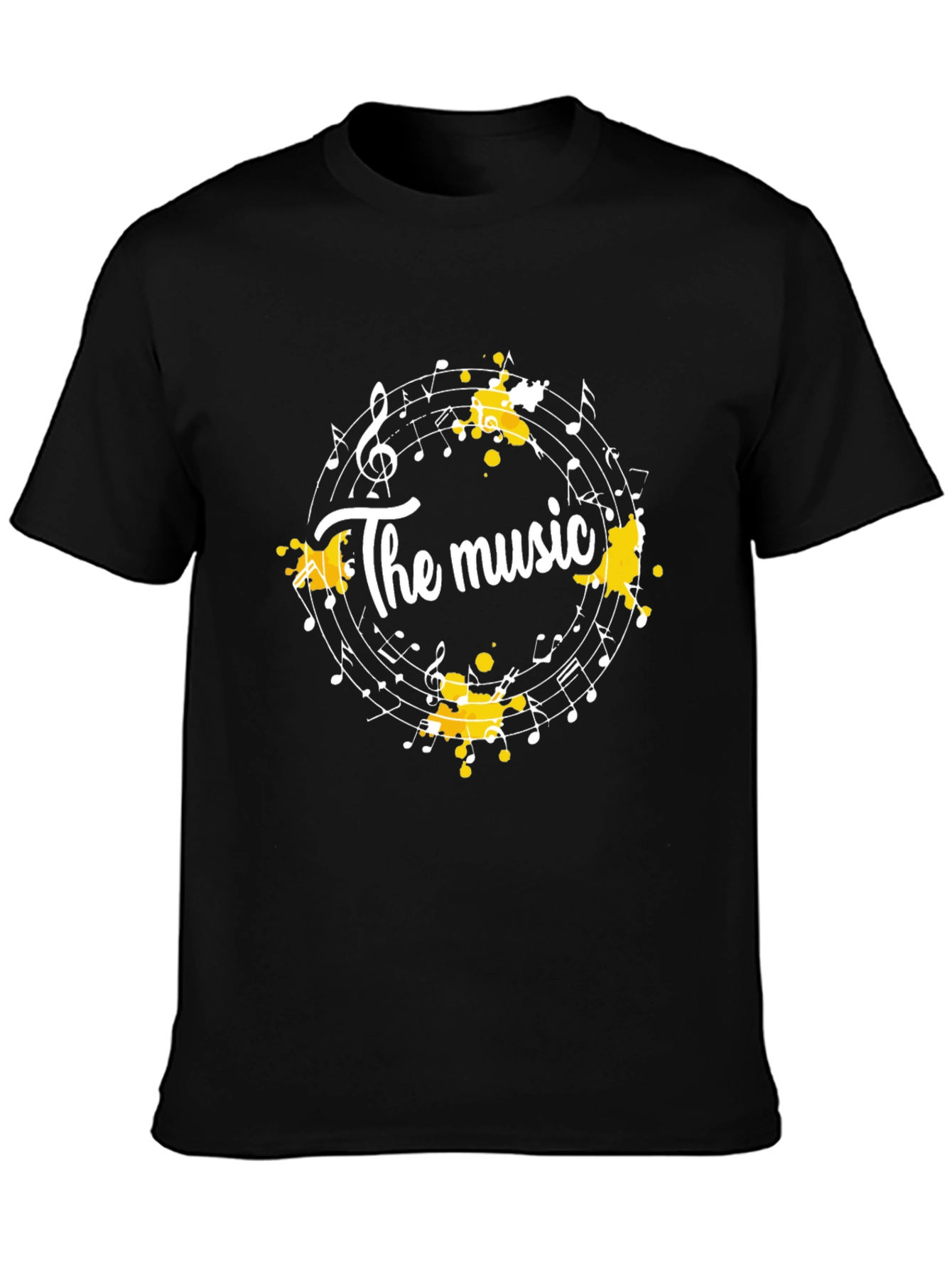 Black The Music Notes T-Shirt - Black Cotton Tee view 3