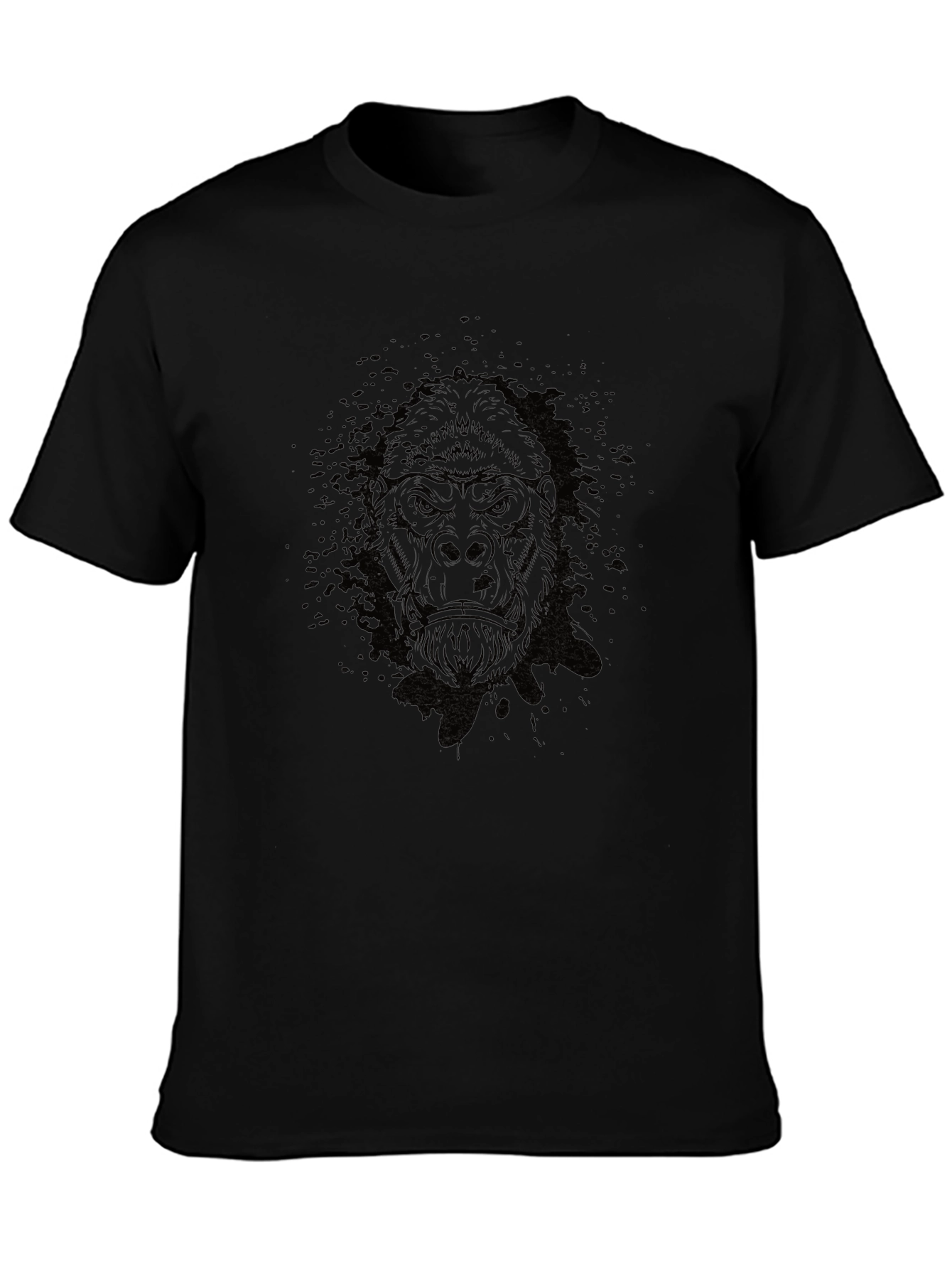 Black Men's Black Gorilla Graphic T-Shirt view 3