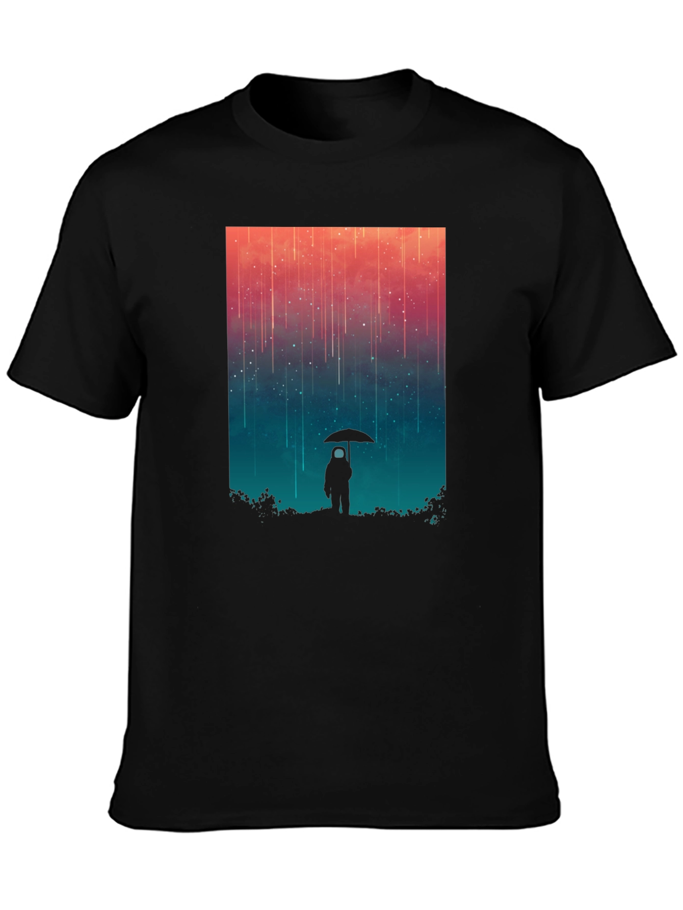 Black Cosmic Rain T-Shirt - Black Graphic Tee view 3